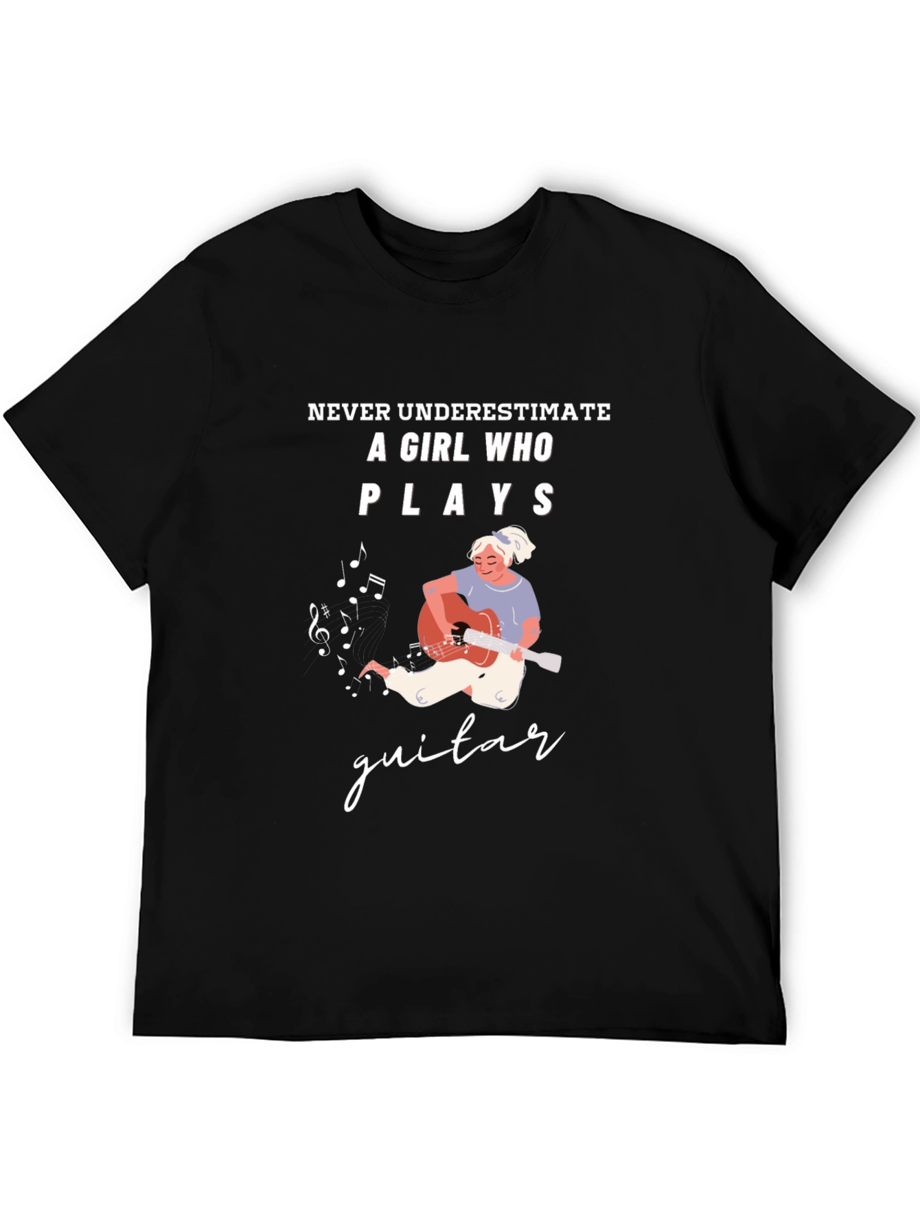 Girl Guitar Player Graphic Tee - Never Underestimate