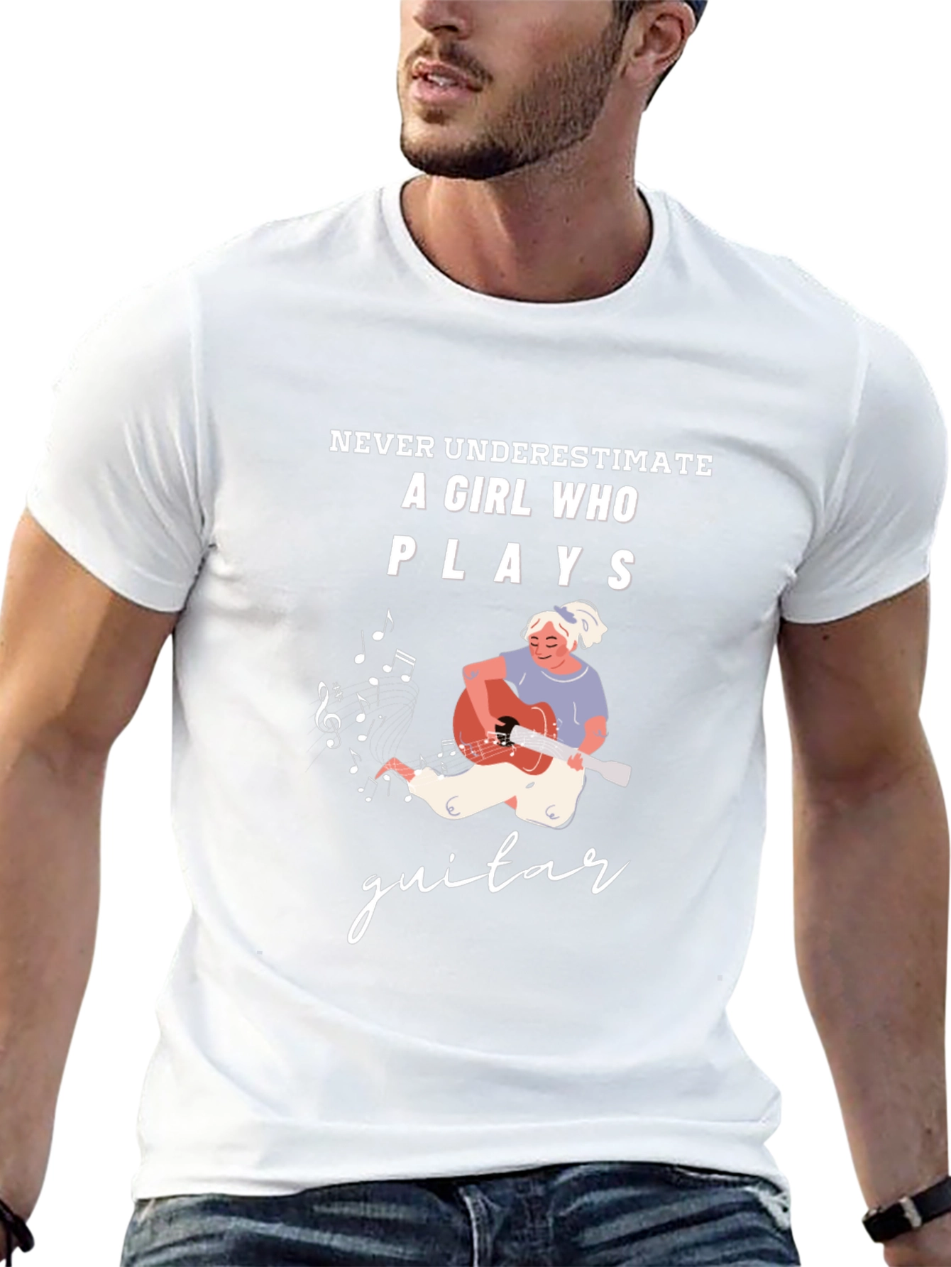 Girl Guitar Player Graphic Tee - Never Underestimate