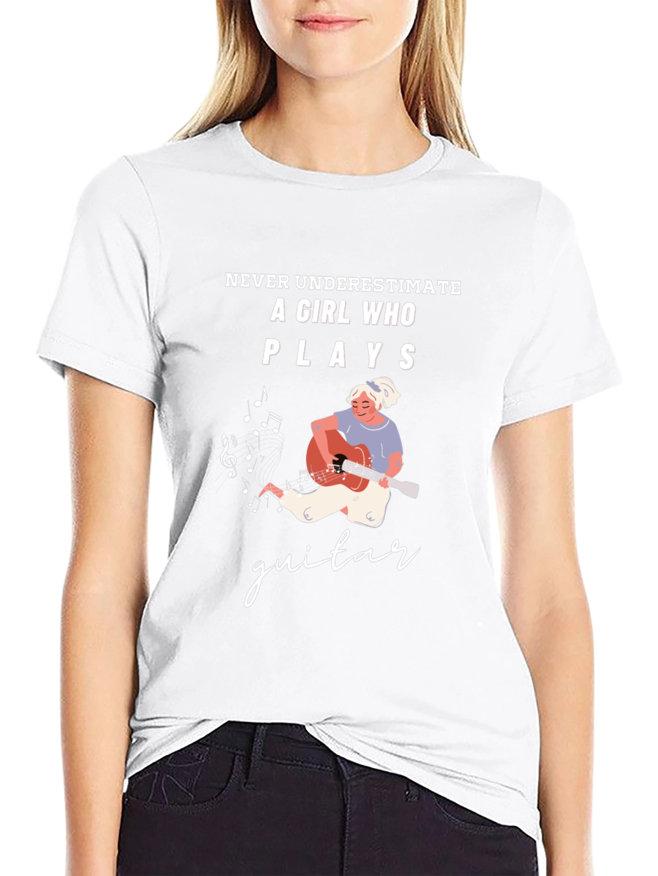 Girl Guitar Player Graphic Tee - Never Underestimate