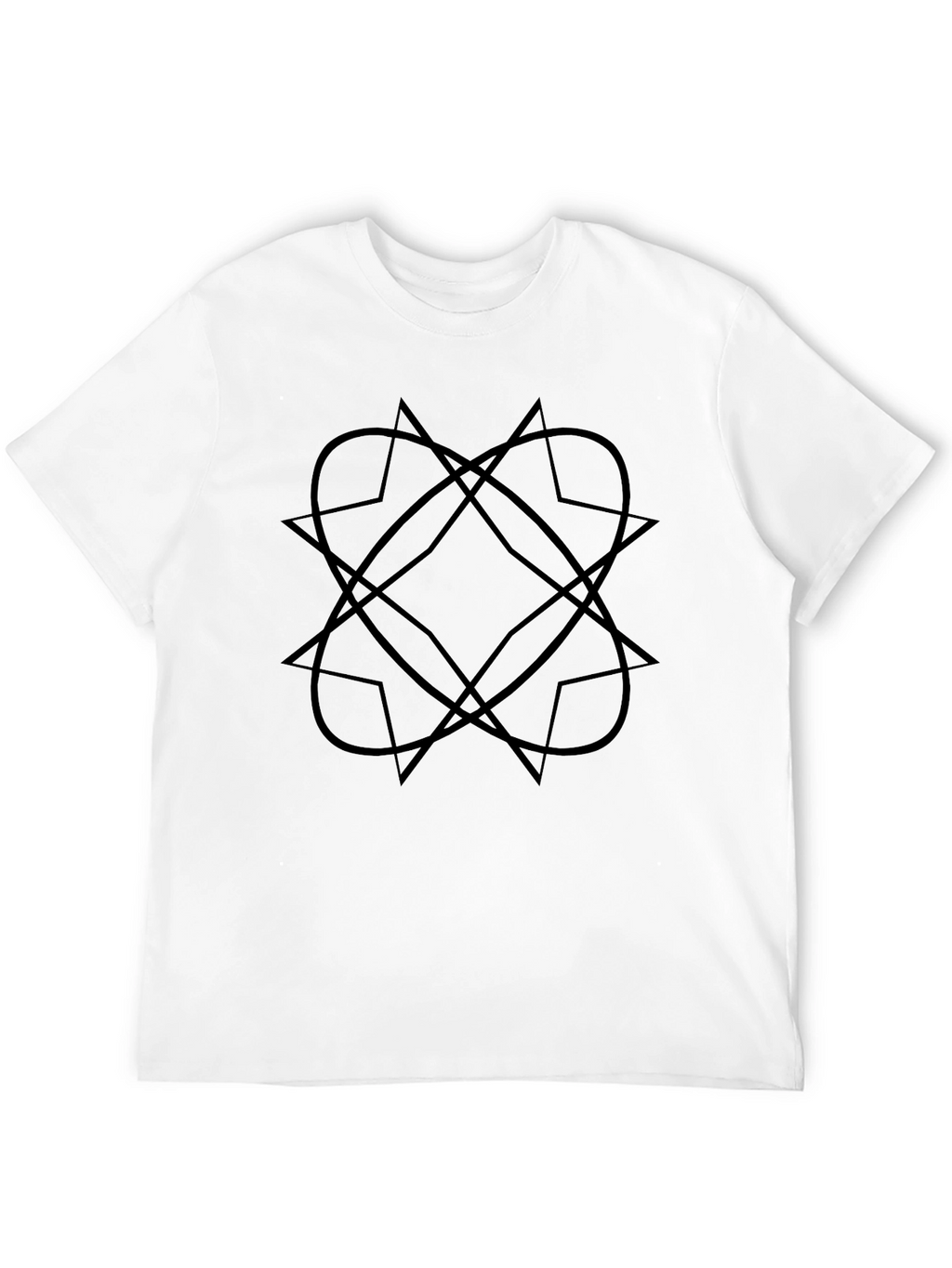 Abstract Geometric Star Design Black T-Shirt