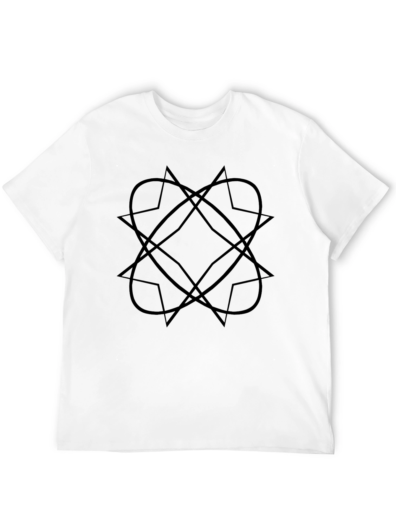 Abstract Geometric Star Design Black T-Shirt