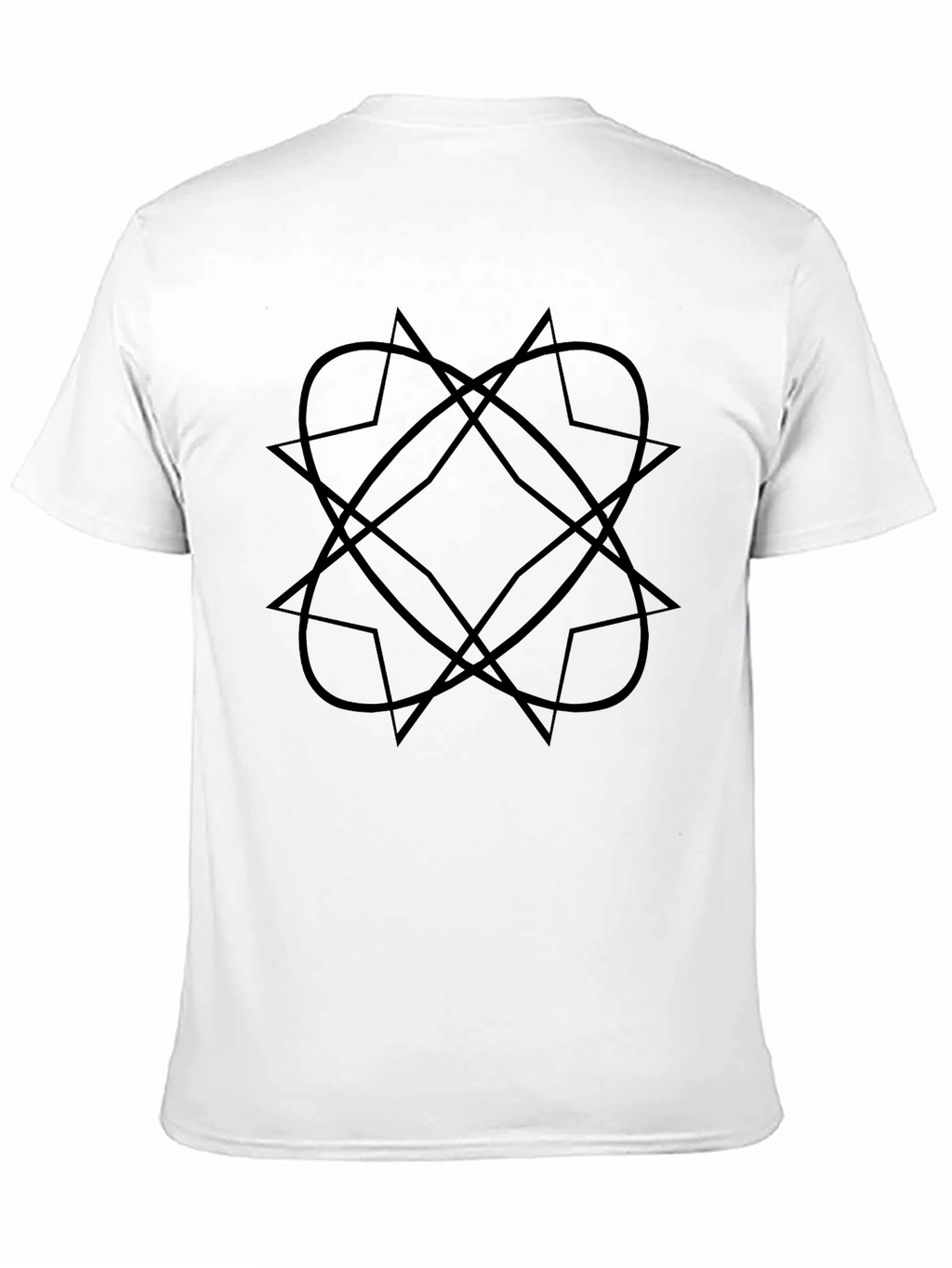 Abstract Geometric Star Design Black T-Shirt