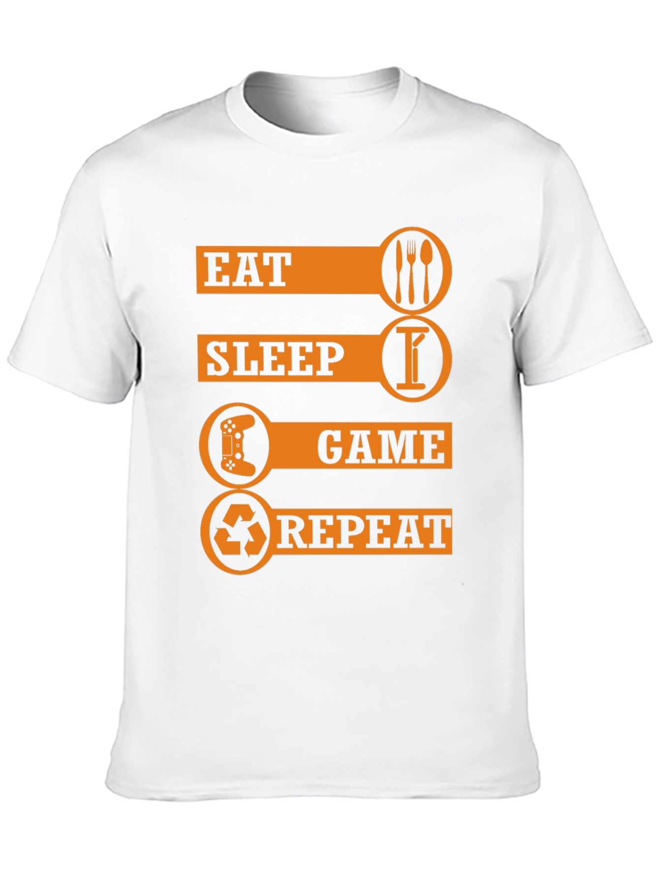 Eat Sleep Game Repeat Black Graphic T-Shirt