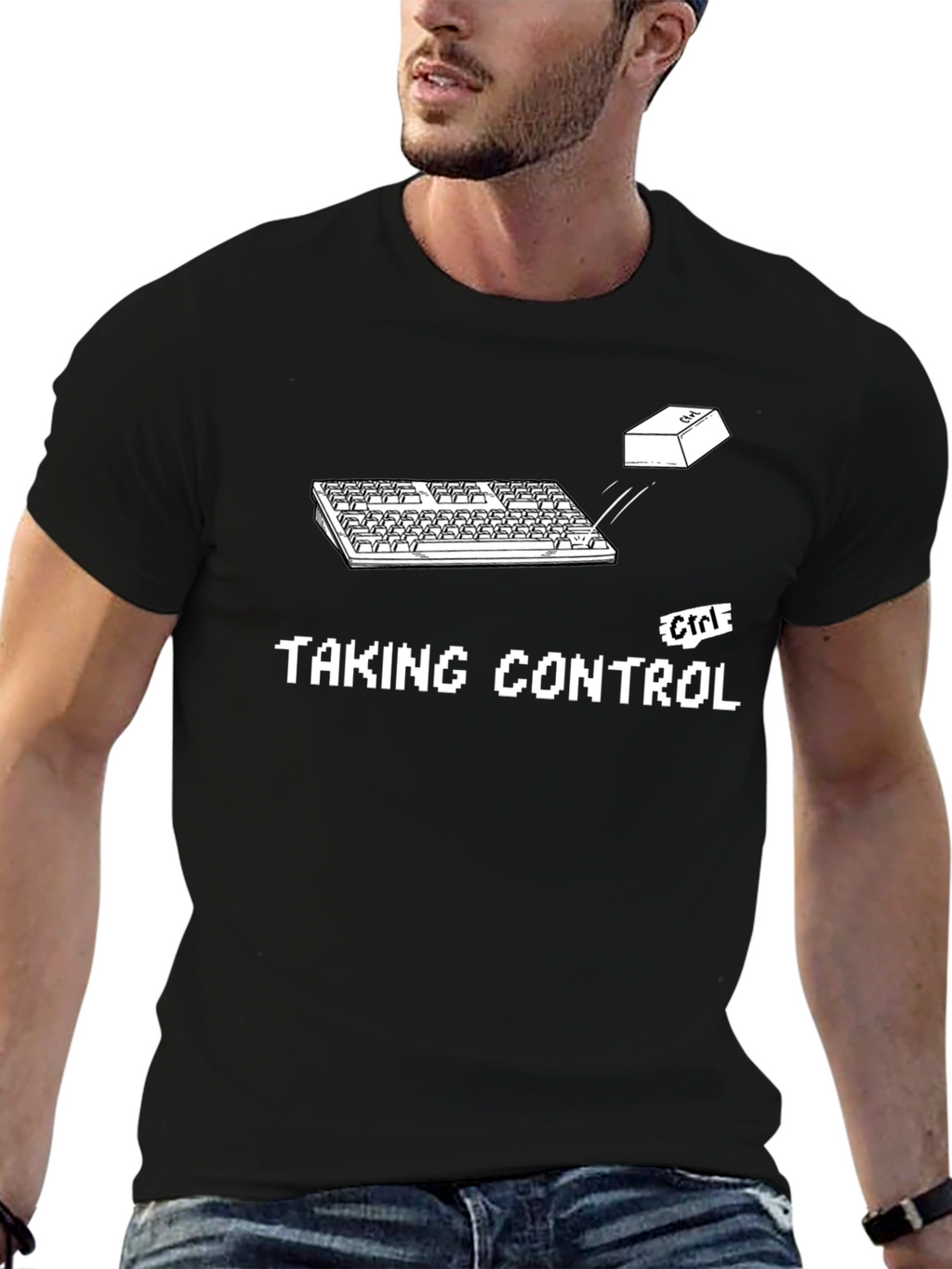 Taking Control Black Graphic T-Shirt