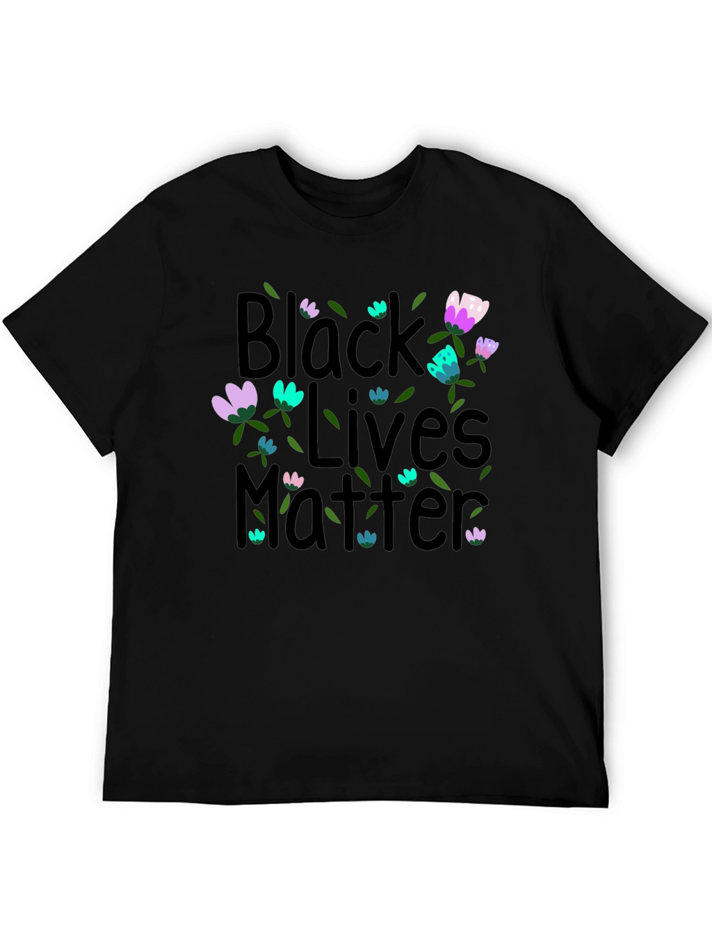 Black Lives Matter Floral T-Shirt - Black Unisex
