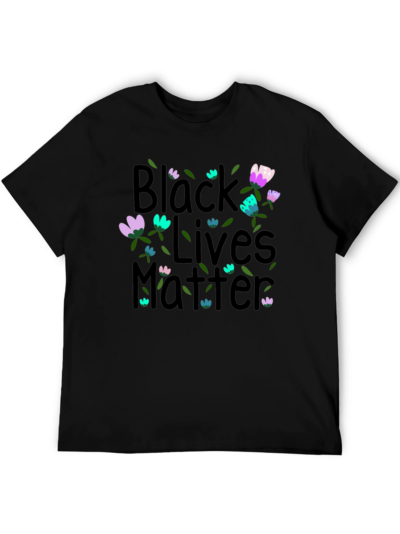 Black Lives Matter Floral T-Shirt - Black Unisex