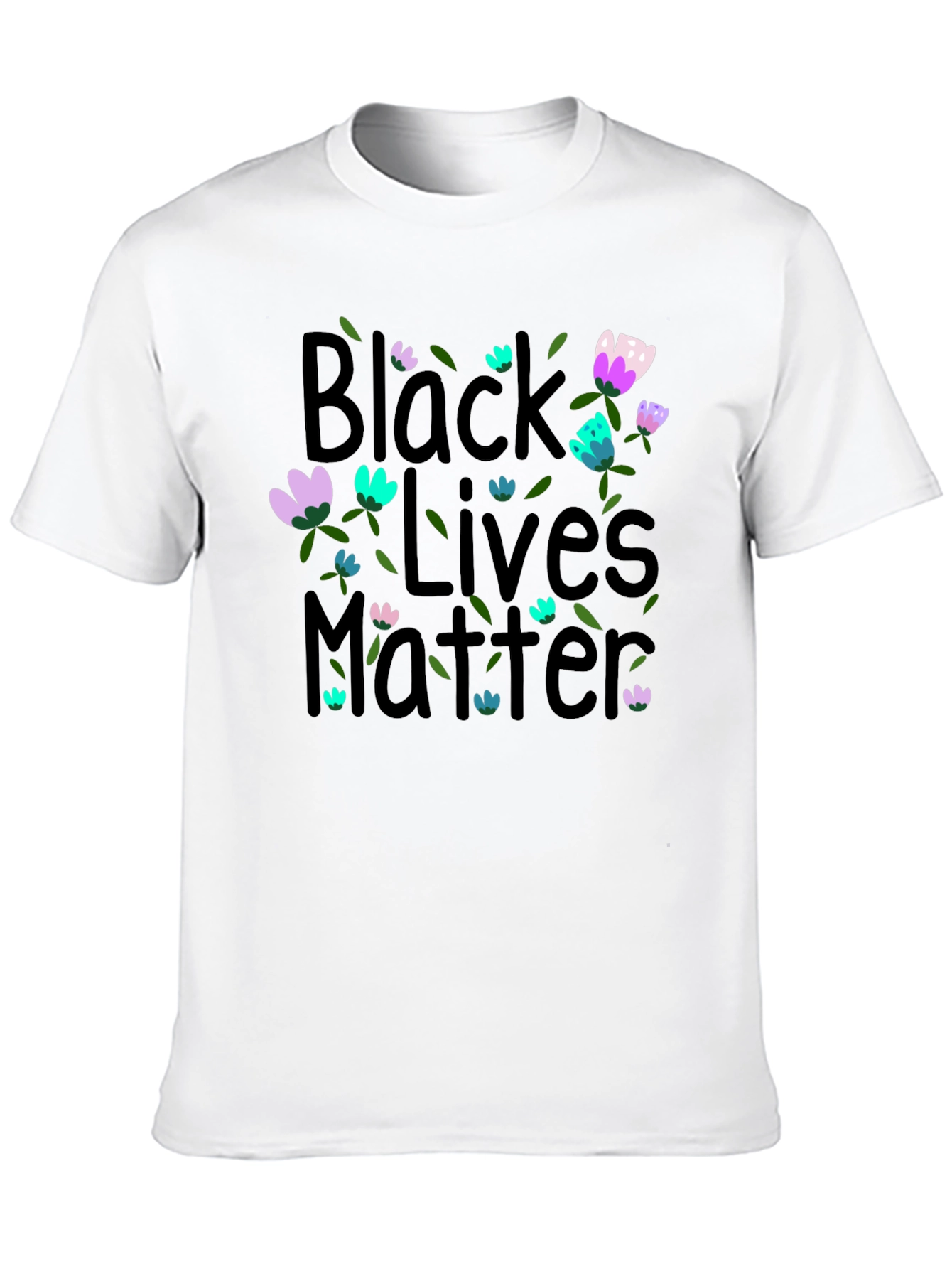 Black Lives Matter Floral T-Shirt - Black Unisex