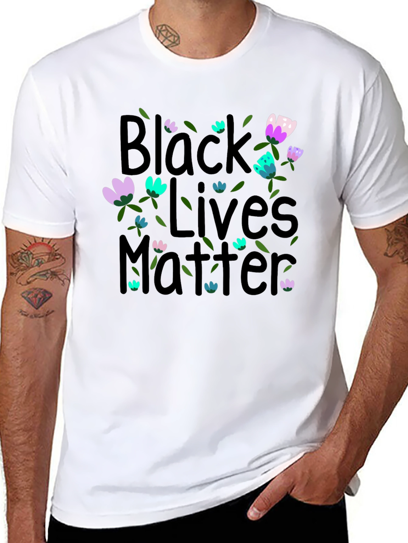 Black Lives Matter Floral T-Shirt - Black Unisex