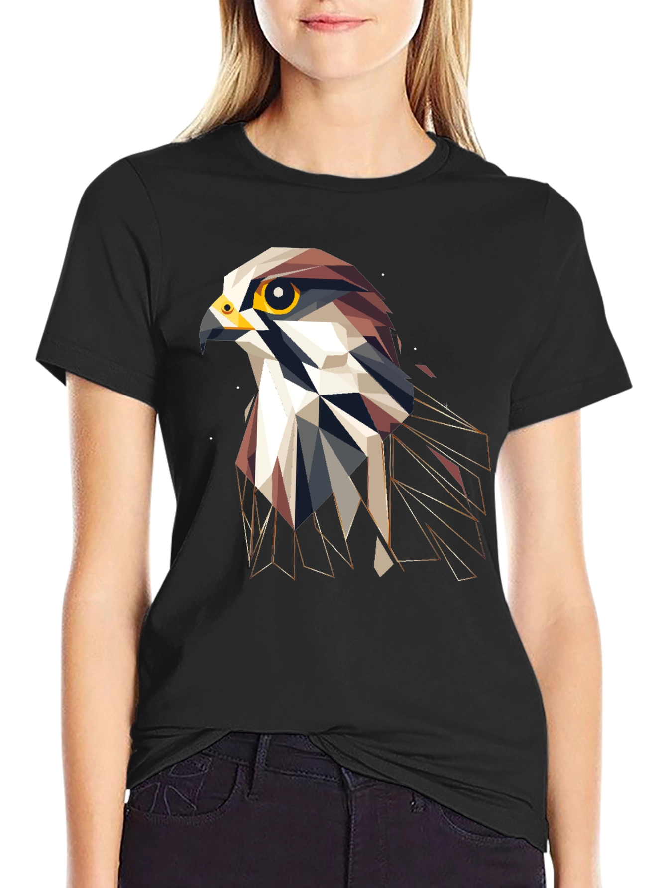Geometric Eagle Graphic T-Shirt - Stylish Bird Design
