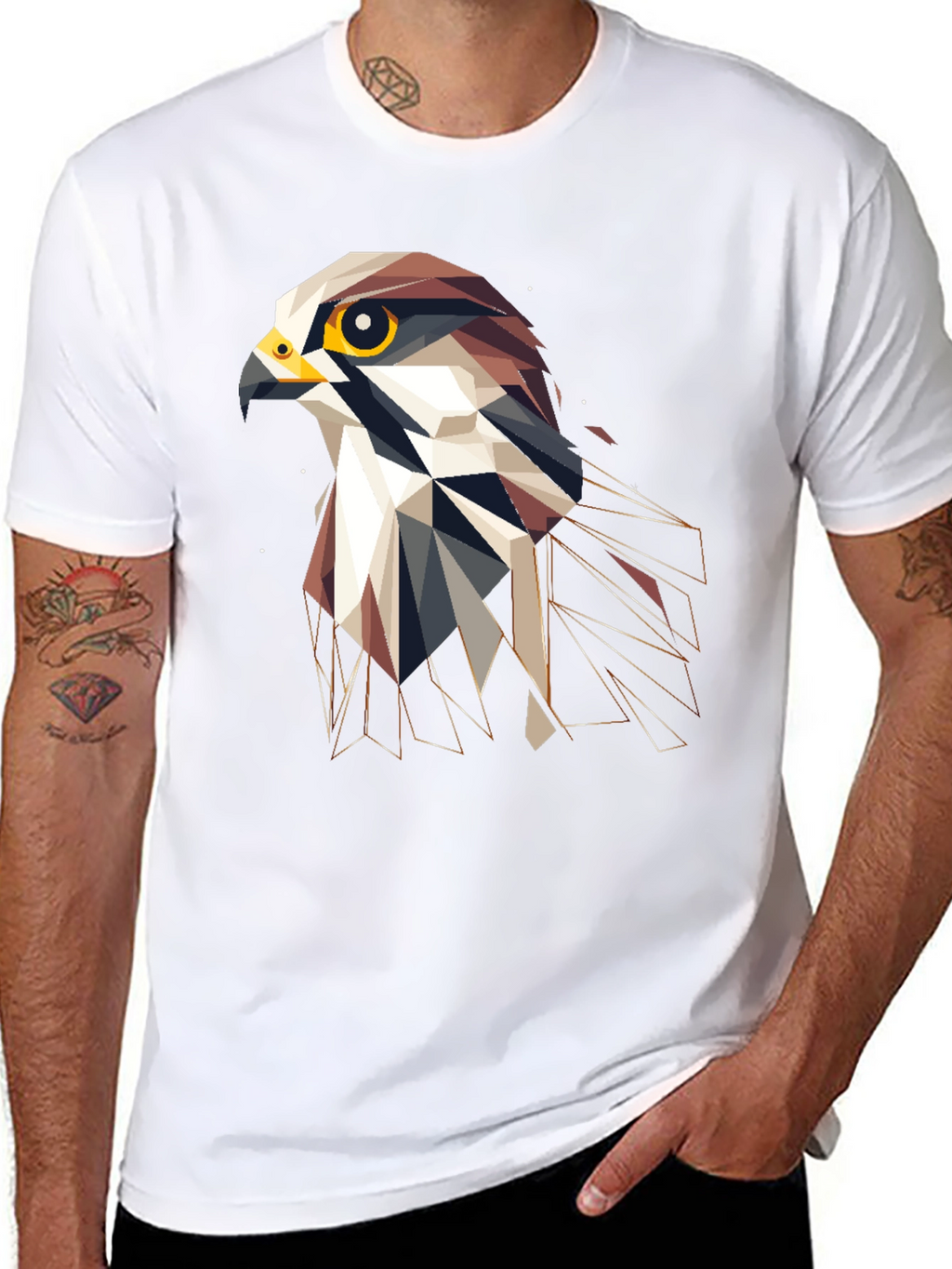 Geometric Eagle Graphic T-Shirt - Stylish Bird Design