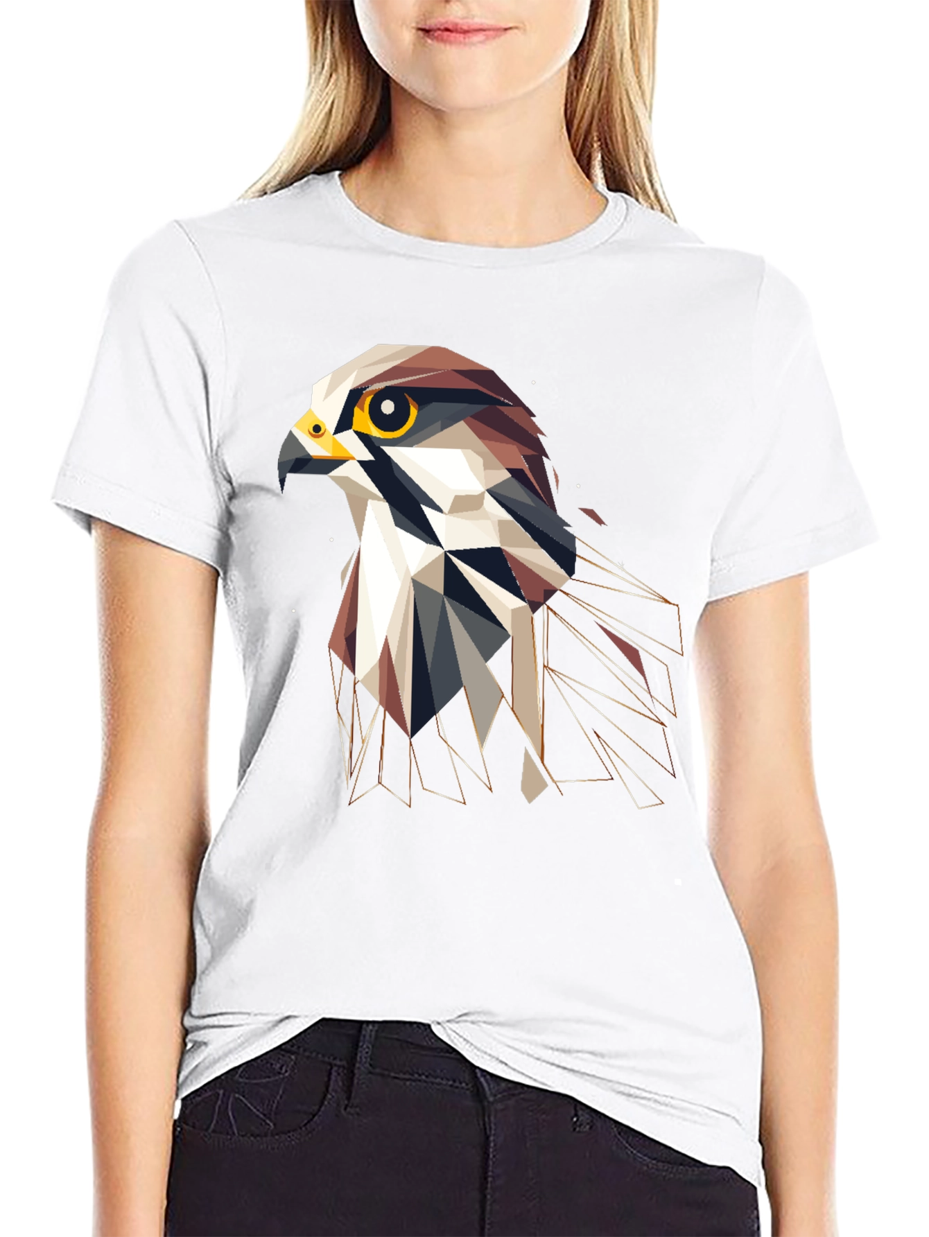 Geometric Eagle Graphic T-Shirt - Stylish Bird Design
