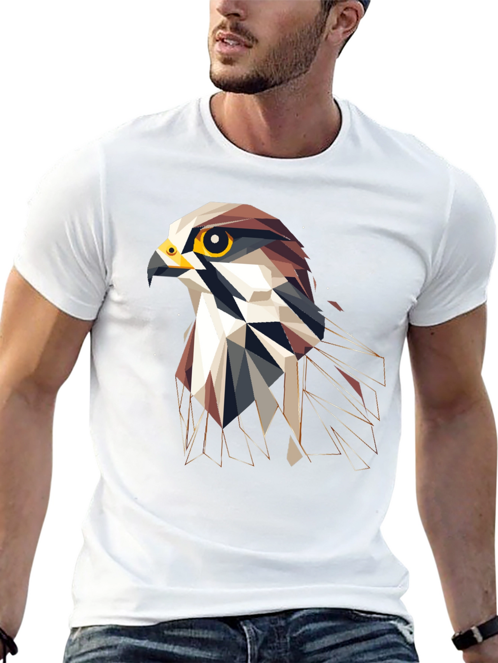 Geometric Eagle Graphic T-Shirt - Stylish Bird Design