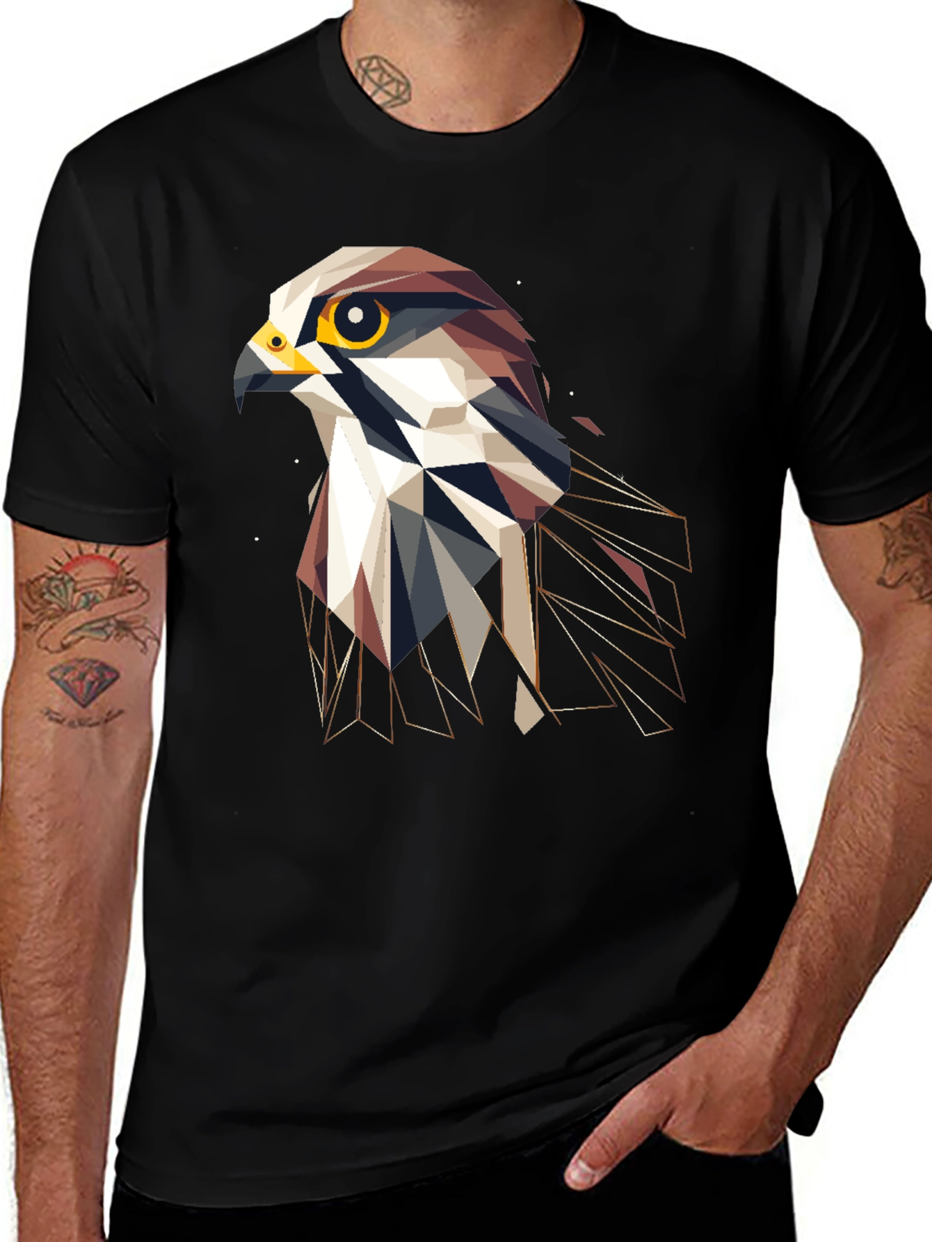 Geometric Eagle Graphic T-Shirt - Stylish Bird Design
