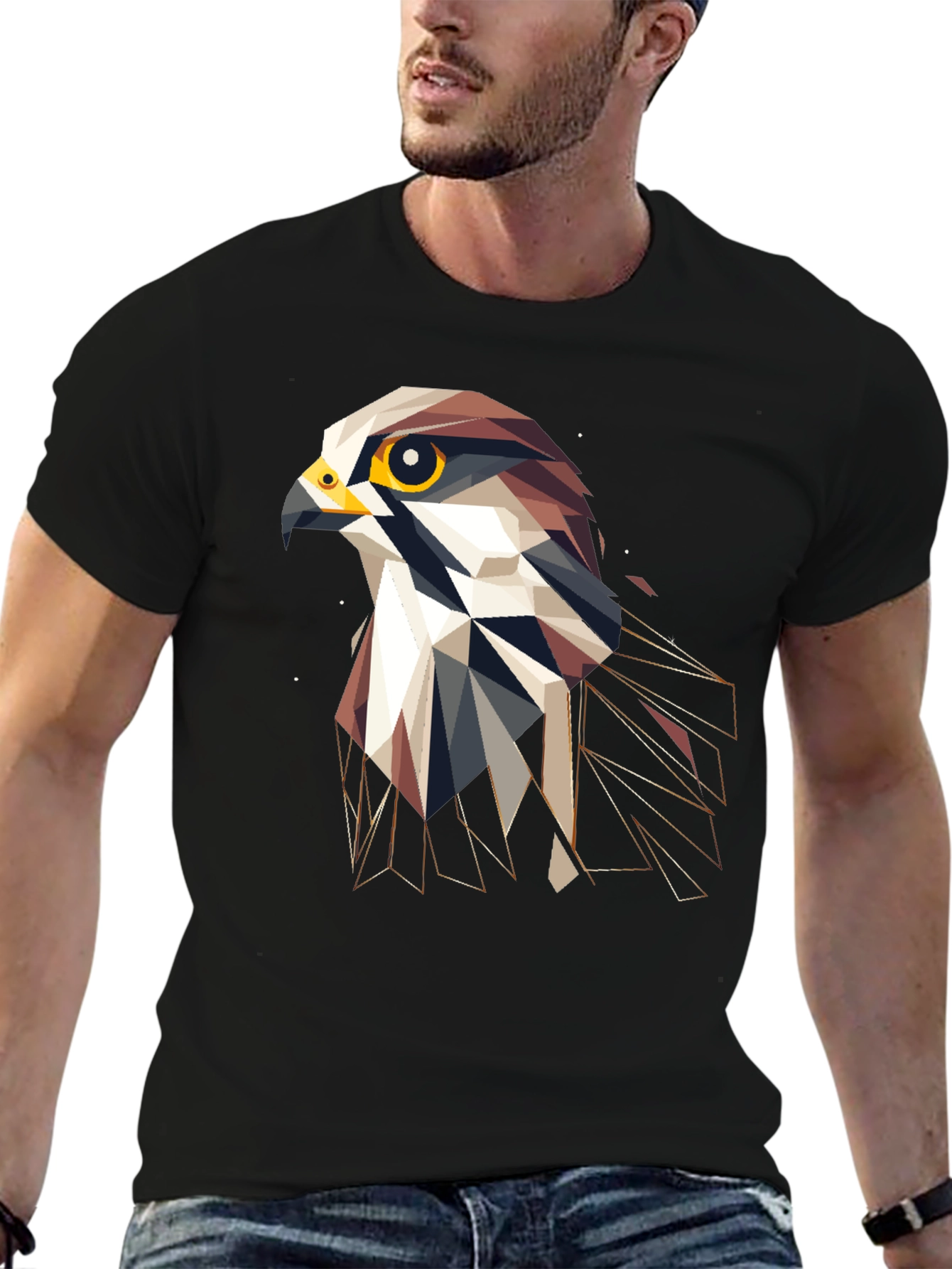 Geometric Eagle Graphic T-Shirt - Stylish Bird Design