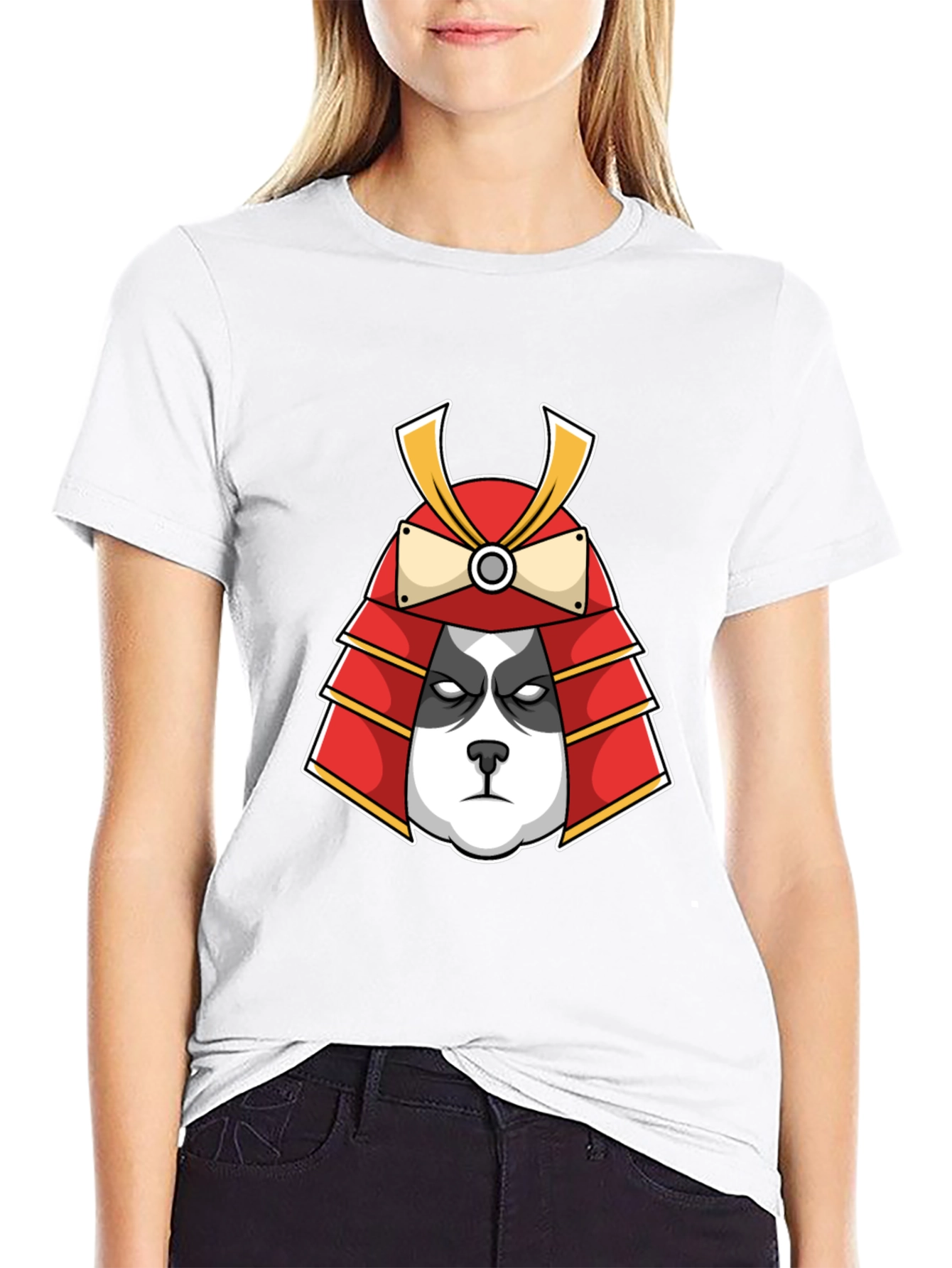 Panda Samurai Graphic Tee - Black Cotton T-Shirt