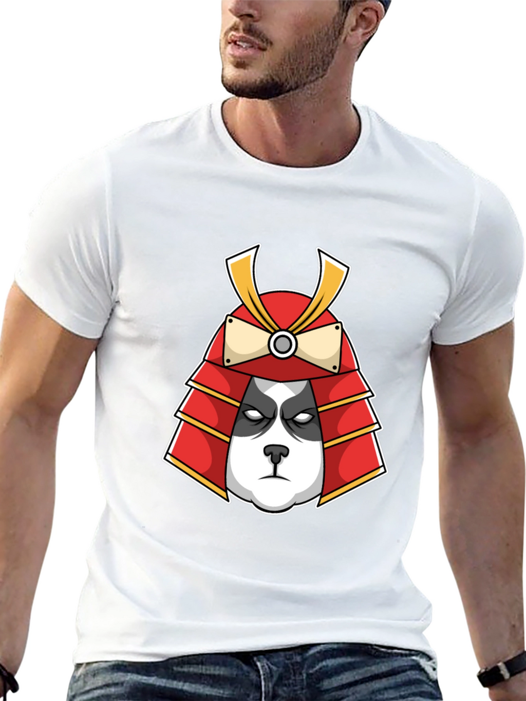 Panda Samurai Graphic Tee - Black Cotton T-Shirt