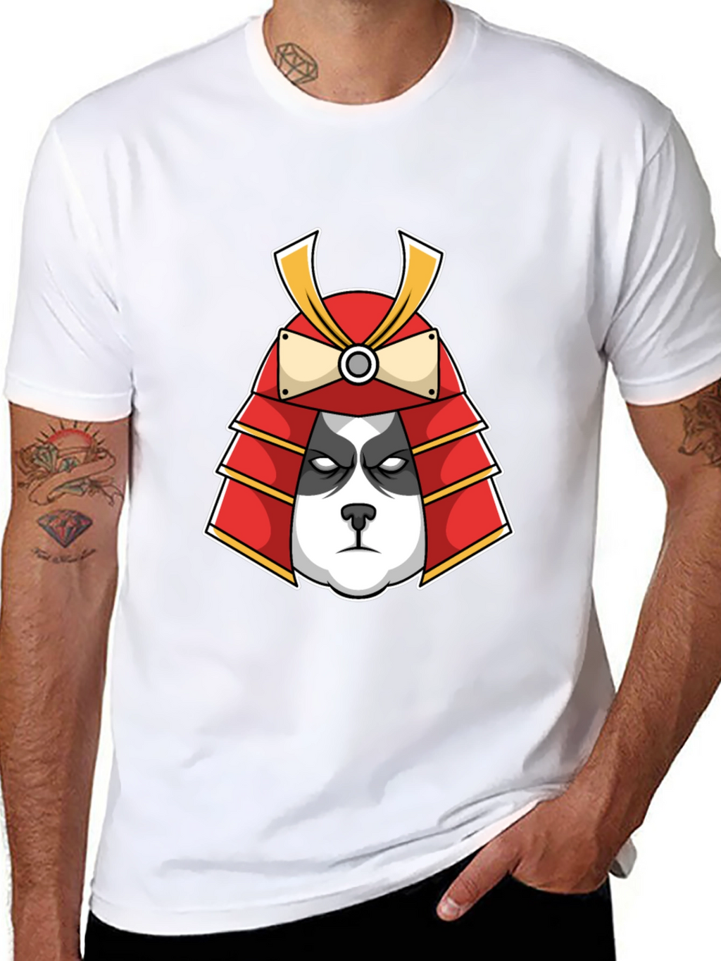 Panda Samurai Graphic Tee - Black Cotton T-Shirt
