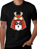 Panda Samurai Graphic Tee - Black Cotton T-Shirt