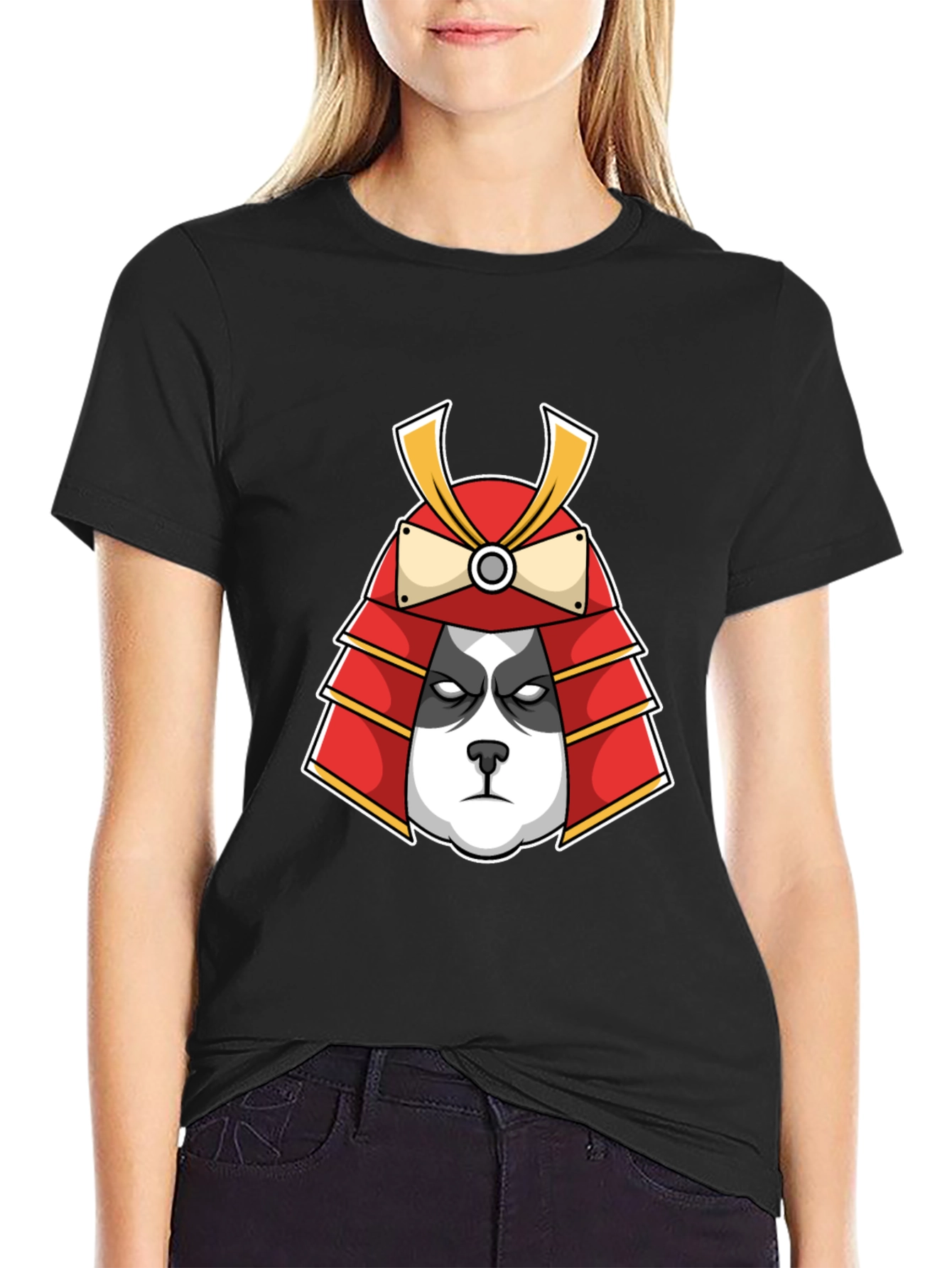 Panda Samurai Graphic Tee - Black Cotton T-Shirt