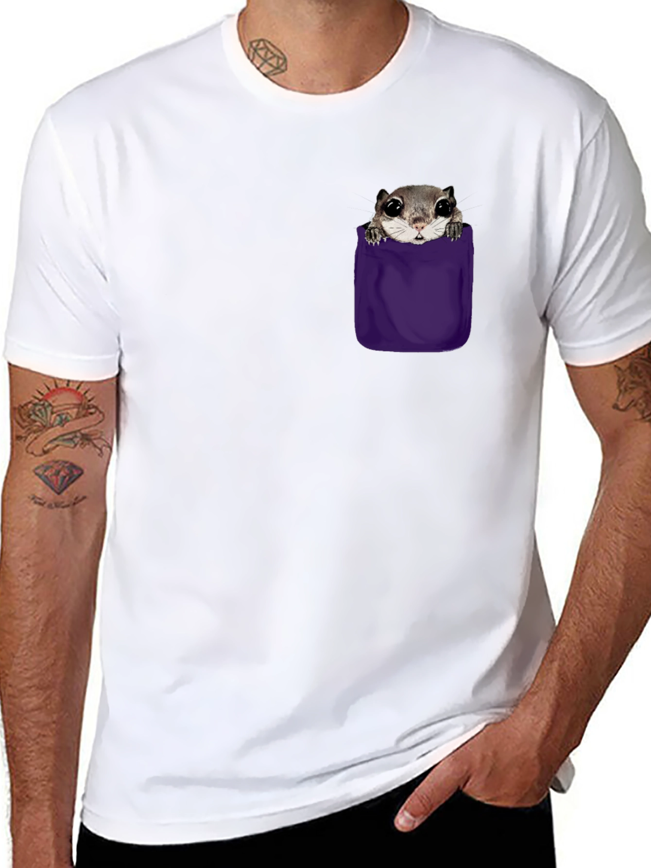 Squirrel Pocket T-Shirt - Cute Graphic Tee