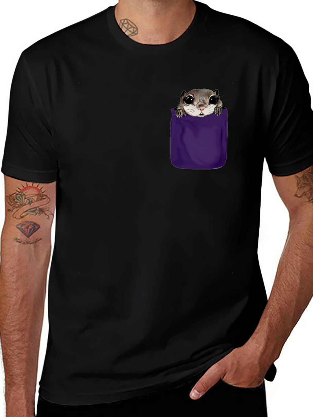 Squirrel Pocket T-Shirt - Cute Graphic Tee