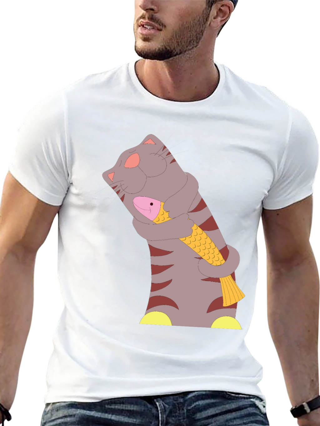 Cat & Fish T-Shirt - Funny Graphic Tee