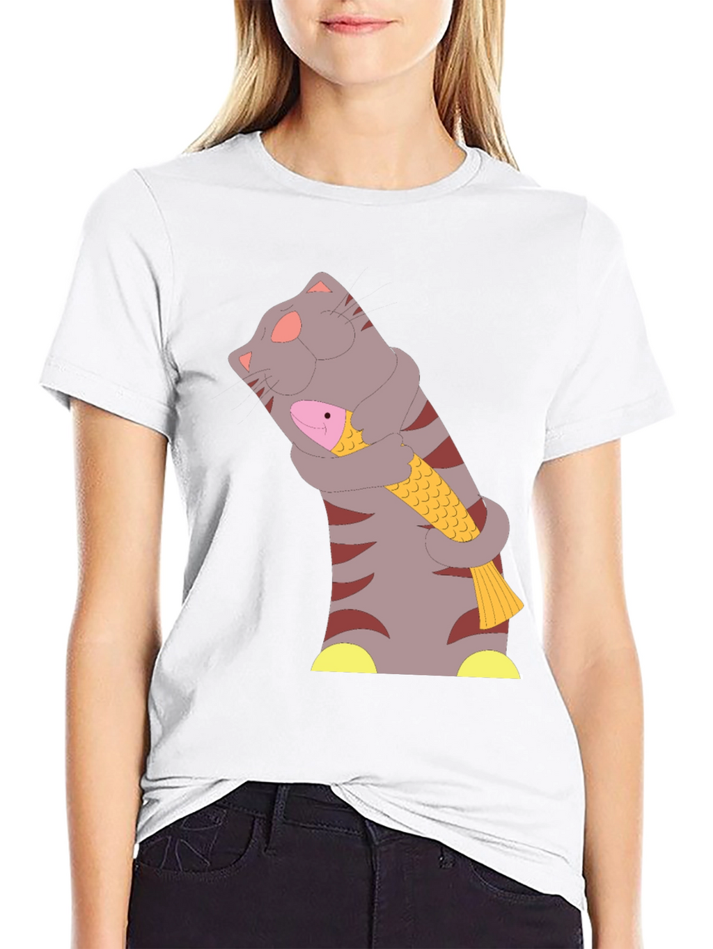 Cat & Fish T-Shirt - Funny Graphic Tee