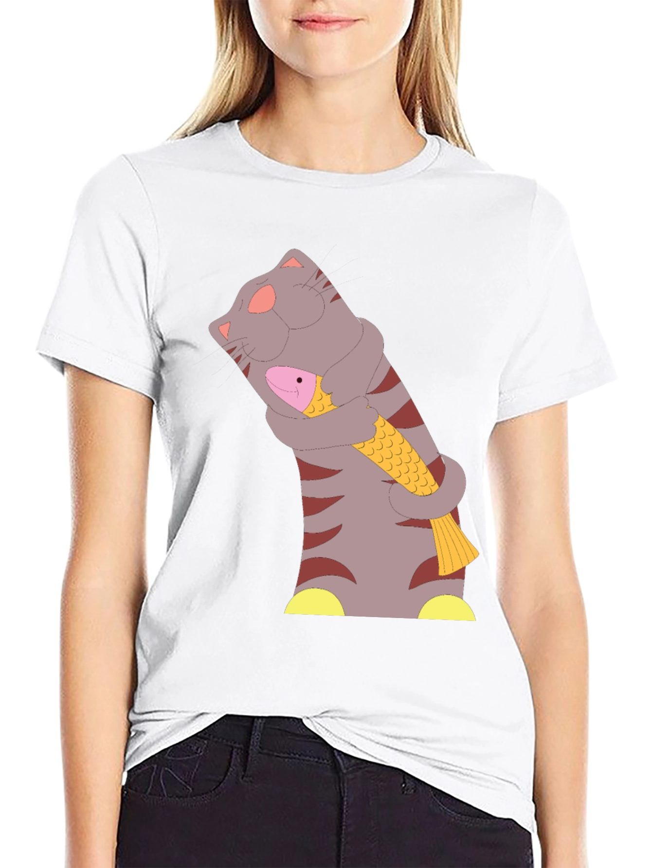 Cat & Fish T-Shirt - Funny Graphic Tee
