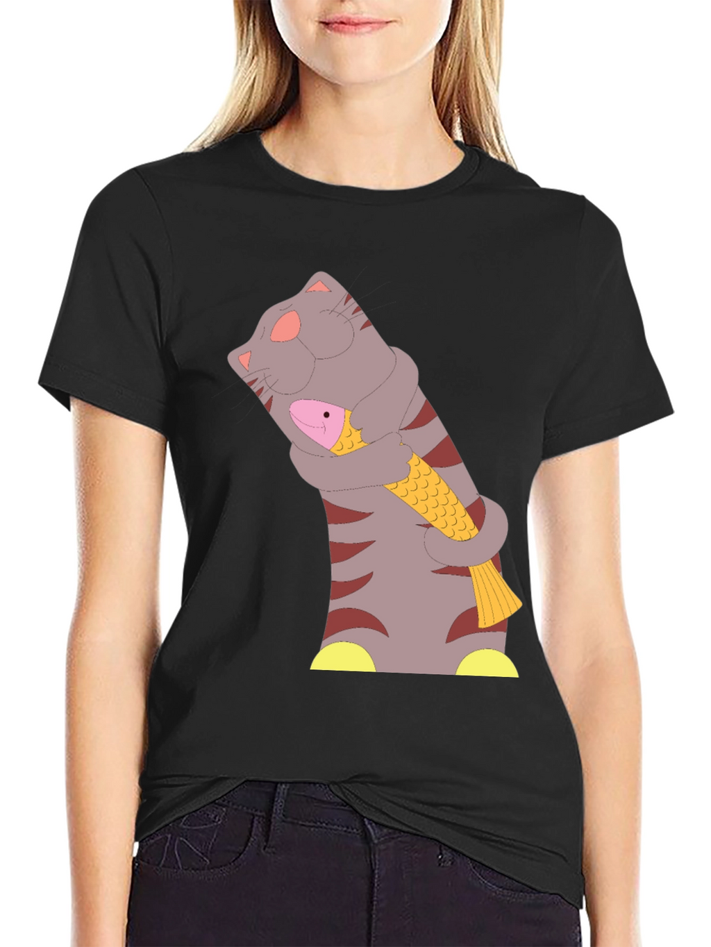Cat & Fish T-Shirt - Funny Graphic Tee