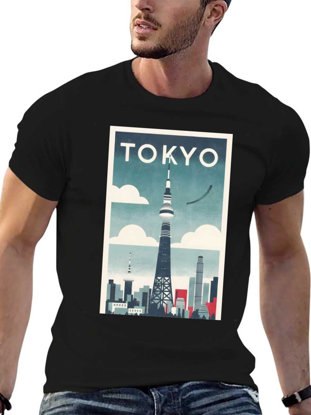 Tokyo Tower Skyline Graphic T-Shirt