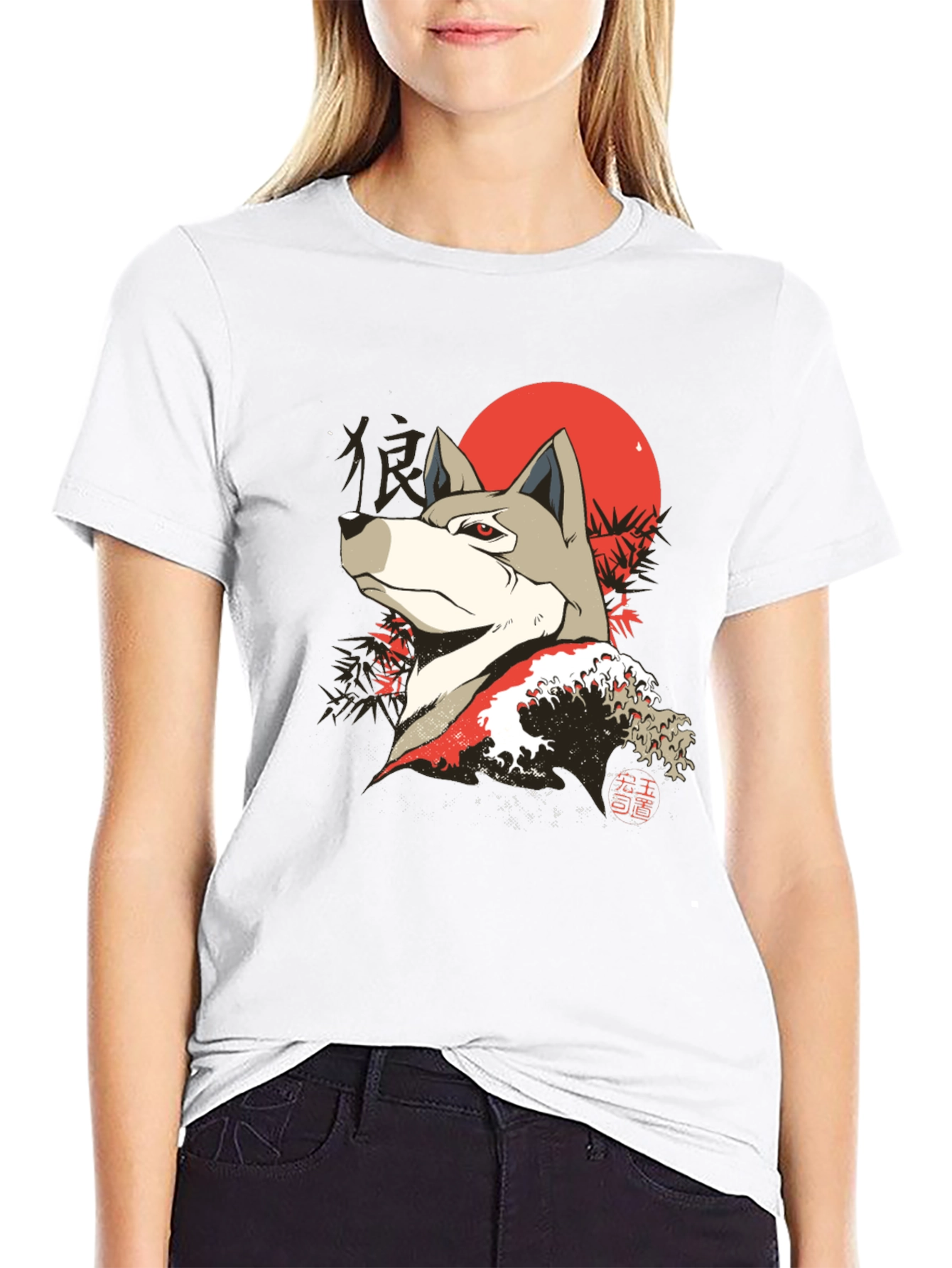 Wolf T-Shirt - Japanese Wave Design