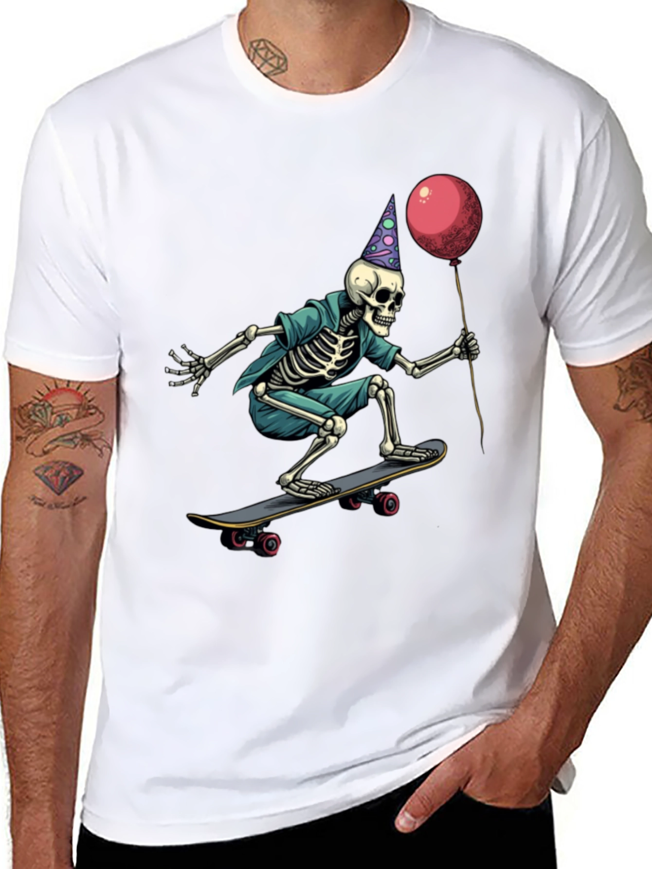 Skateboarding Skeleton Birthday T-Shirt