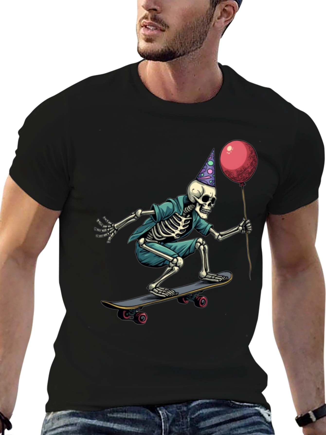 Skateboarding Skeleton Birthday T-Shirt