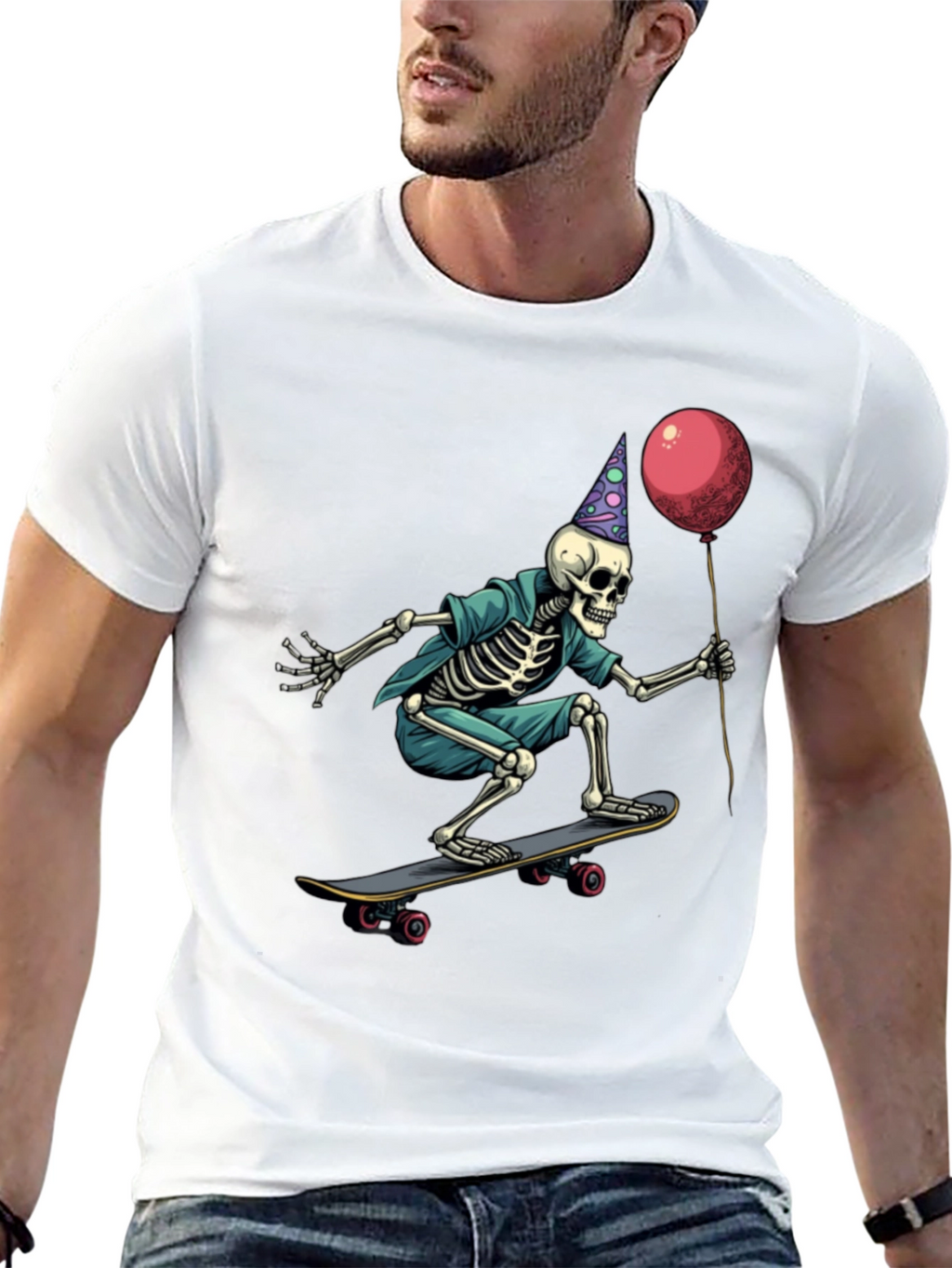 Skateboarding Skeleton Birthday T-Shirt