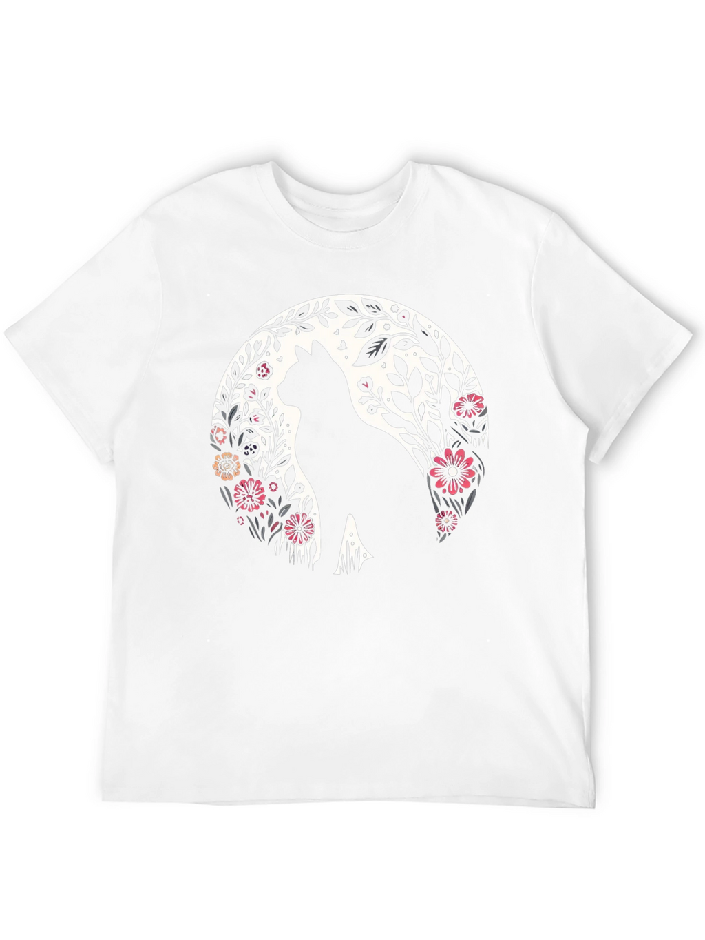 Floral Cat Silhouette T-Shirt