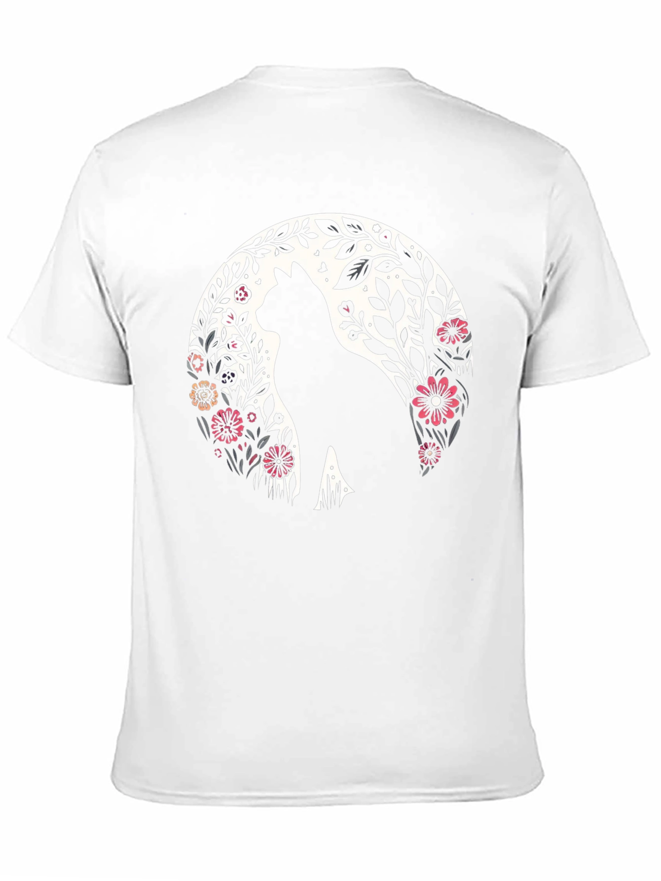 Floral Cat Silhouette T-Shirt