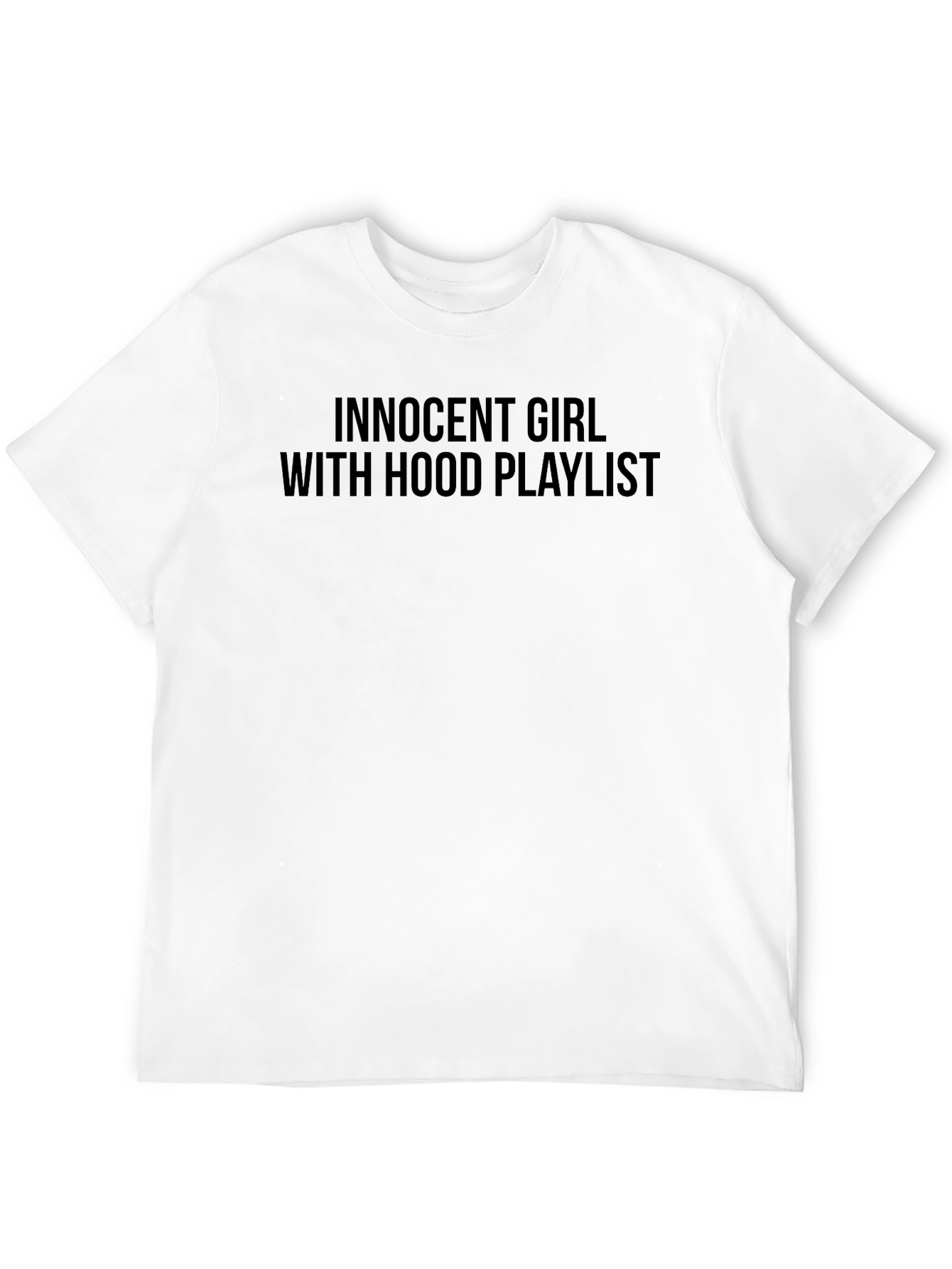 Innocent Girl with Hood Playlist Black T-Shirt