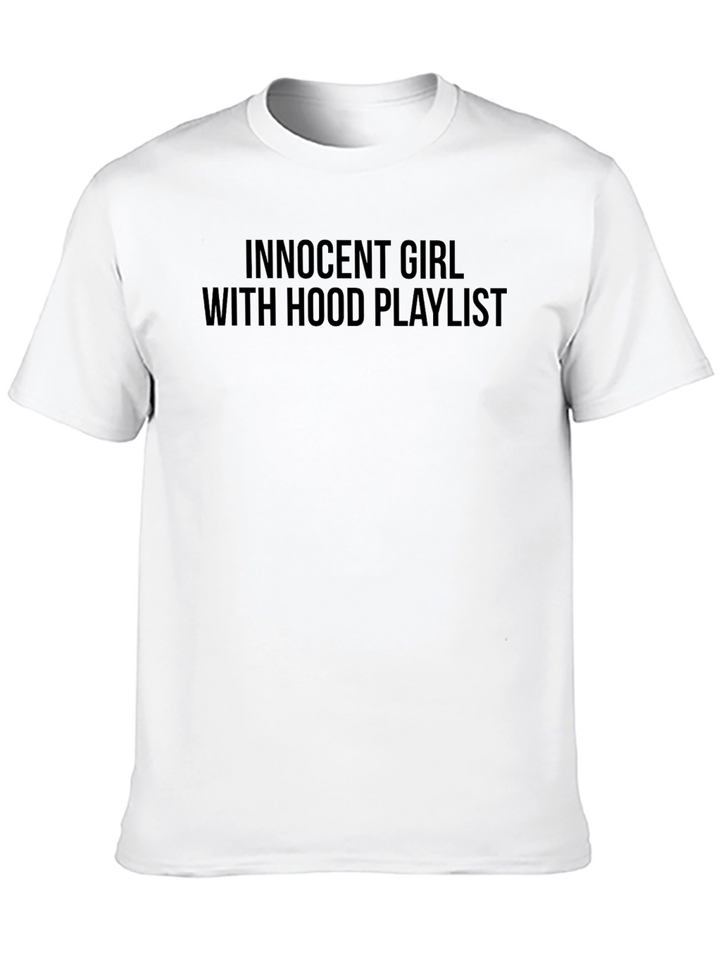 Innocent Girl with Hood Playlist Black T-Shirt