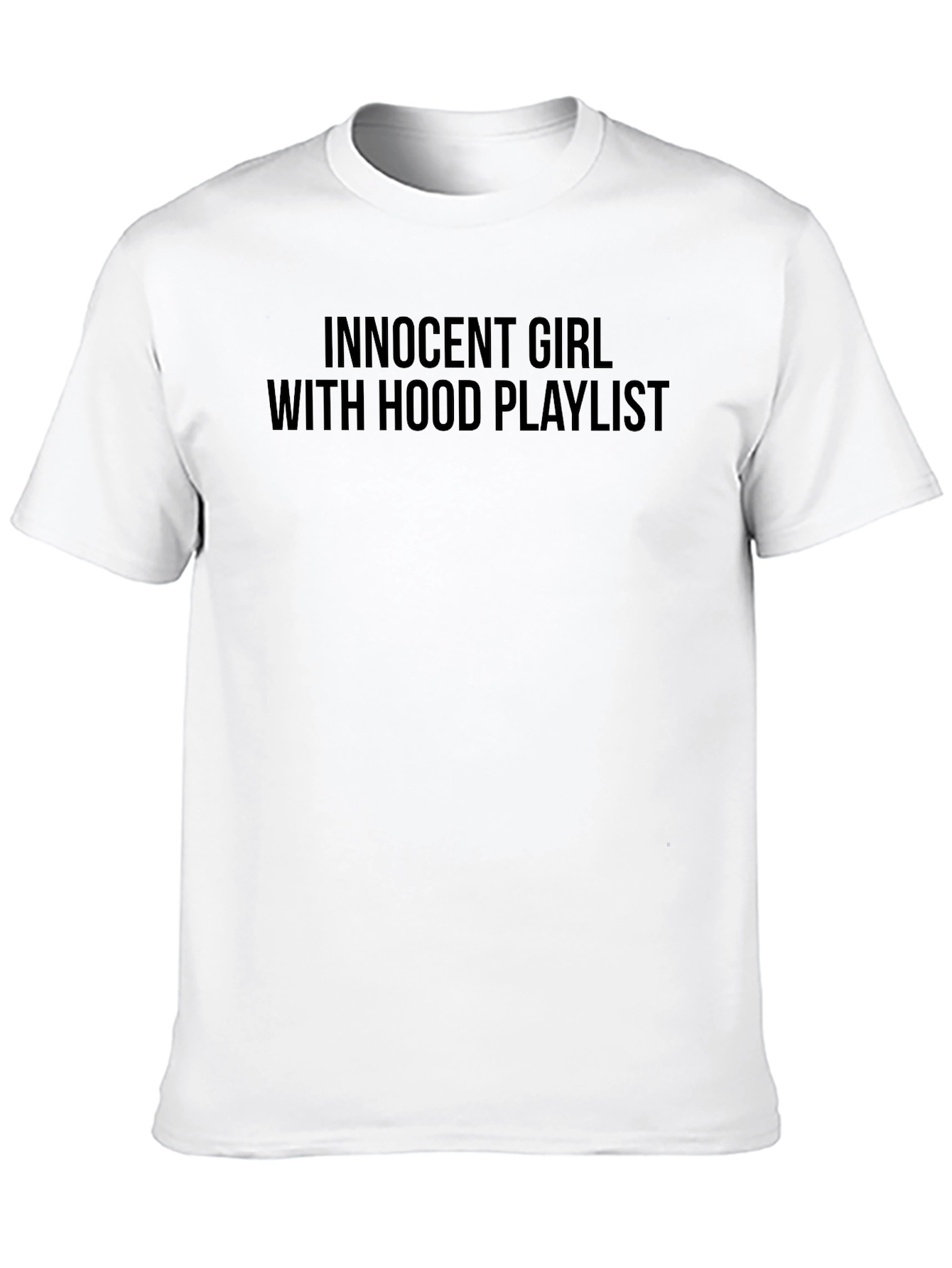 Innocent Girl with Hood Playlist Black T-Shirt