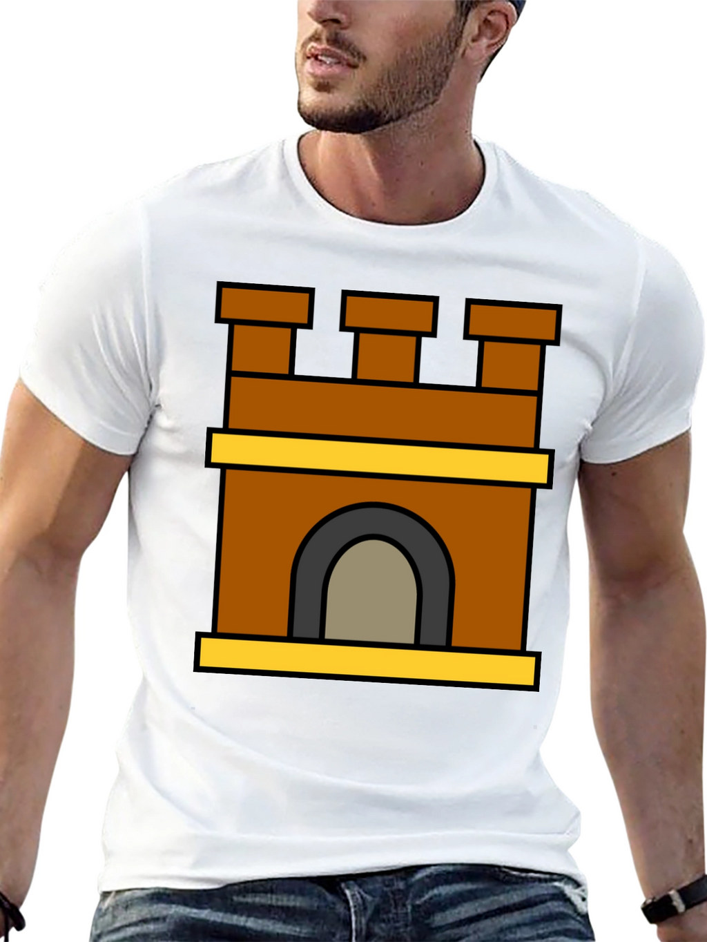 Castle Tower Graphic T-Shirt - Stylish Black Tee