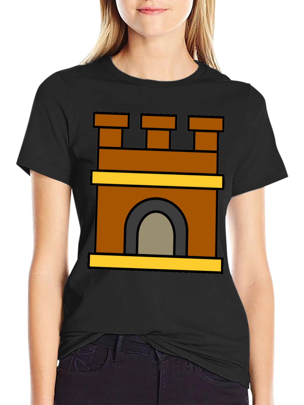 Castle Tower Graphic T-Shirt - Stylish Black Tee