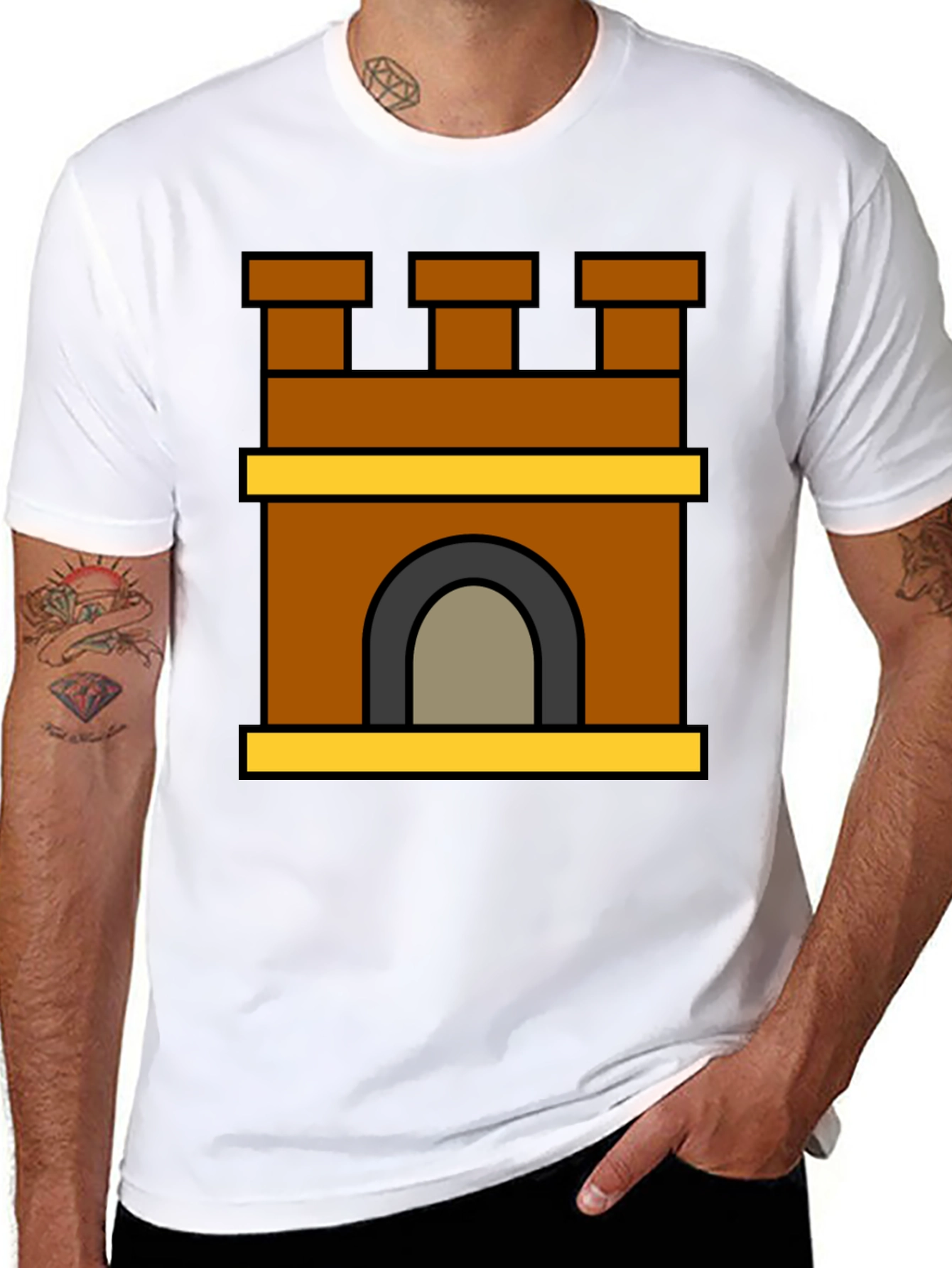 Castle Tower Graphic T-Shirt - Stylish Black Tee