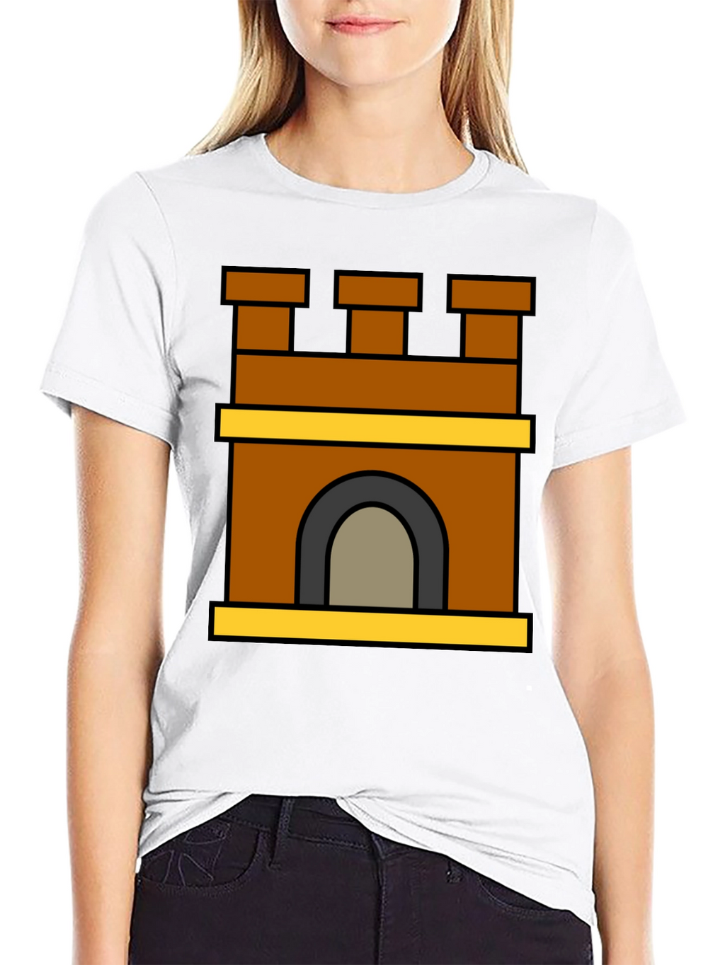 Castle Tower Graphic T-Shirt - Stylish Black Tee