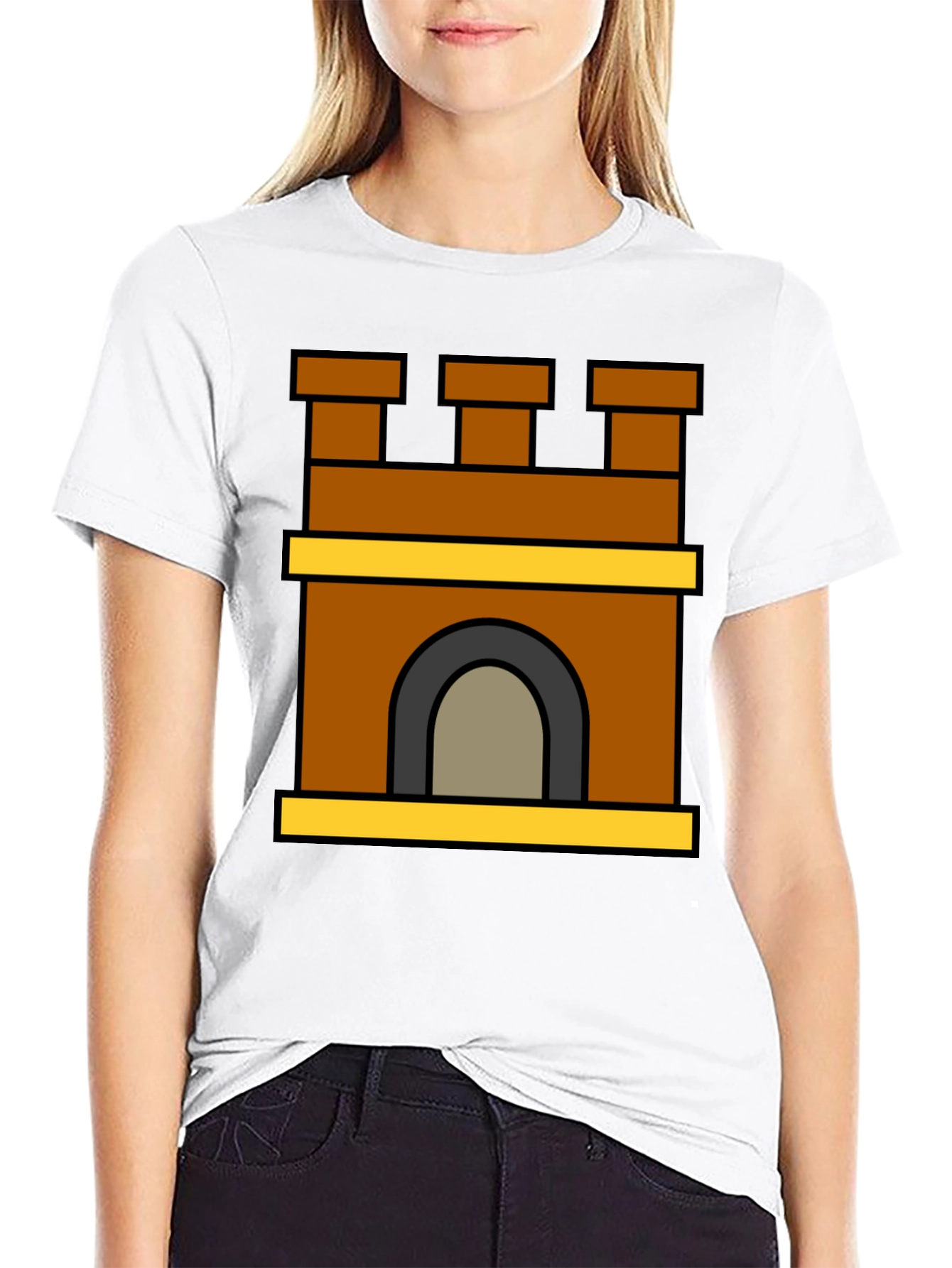 Castle Tower Graphic T-Shirt - Stylish Black Tee