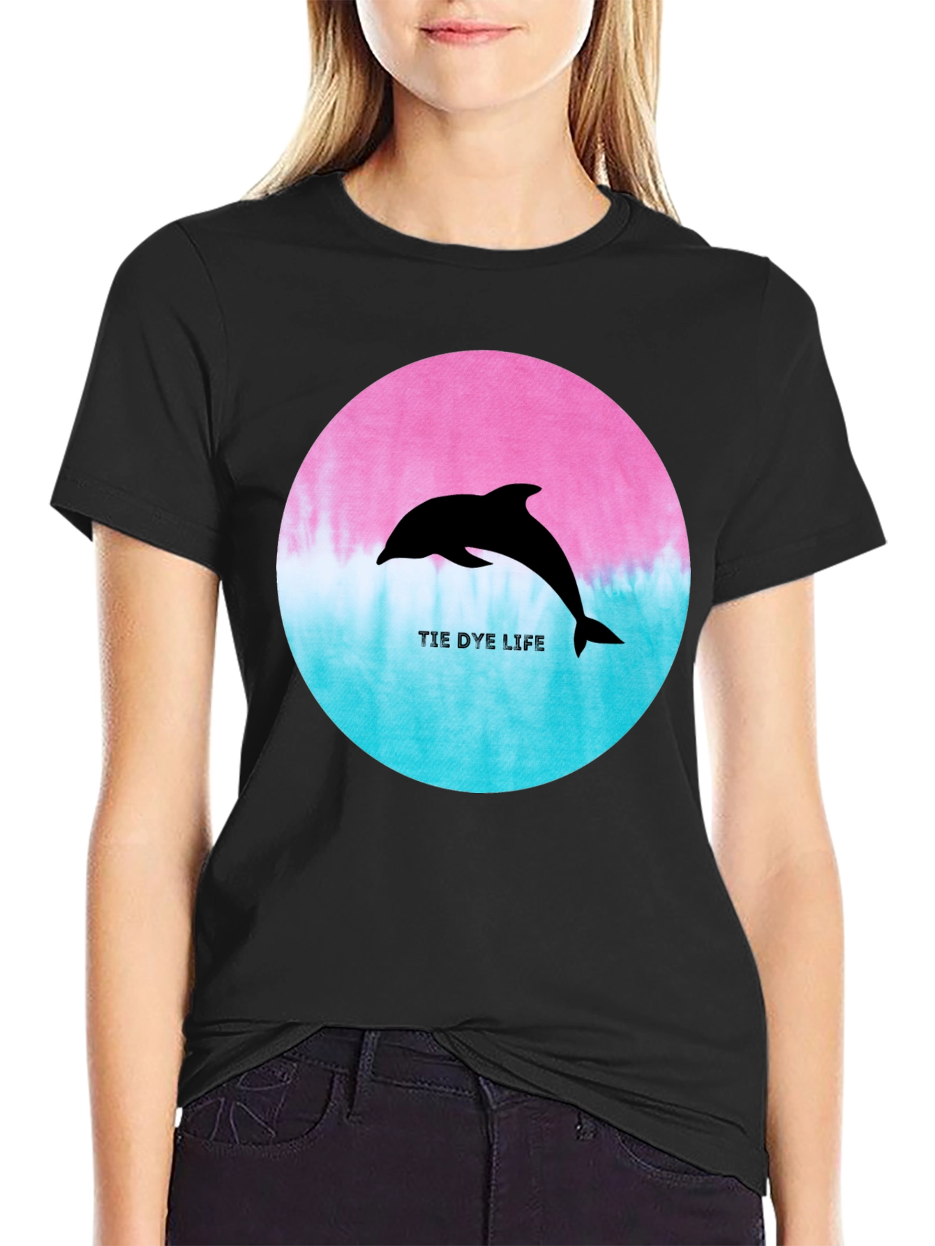 Tie Dye Life Dolphin Graphic Tee - Stylish Comfort