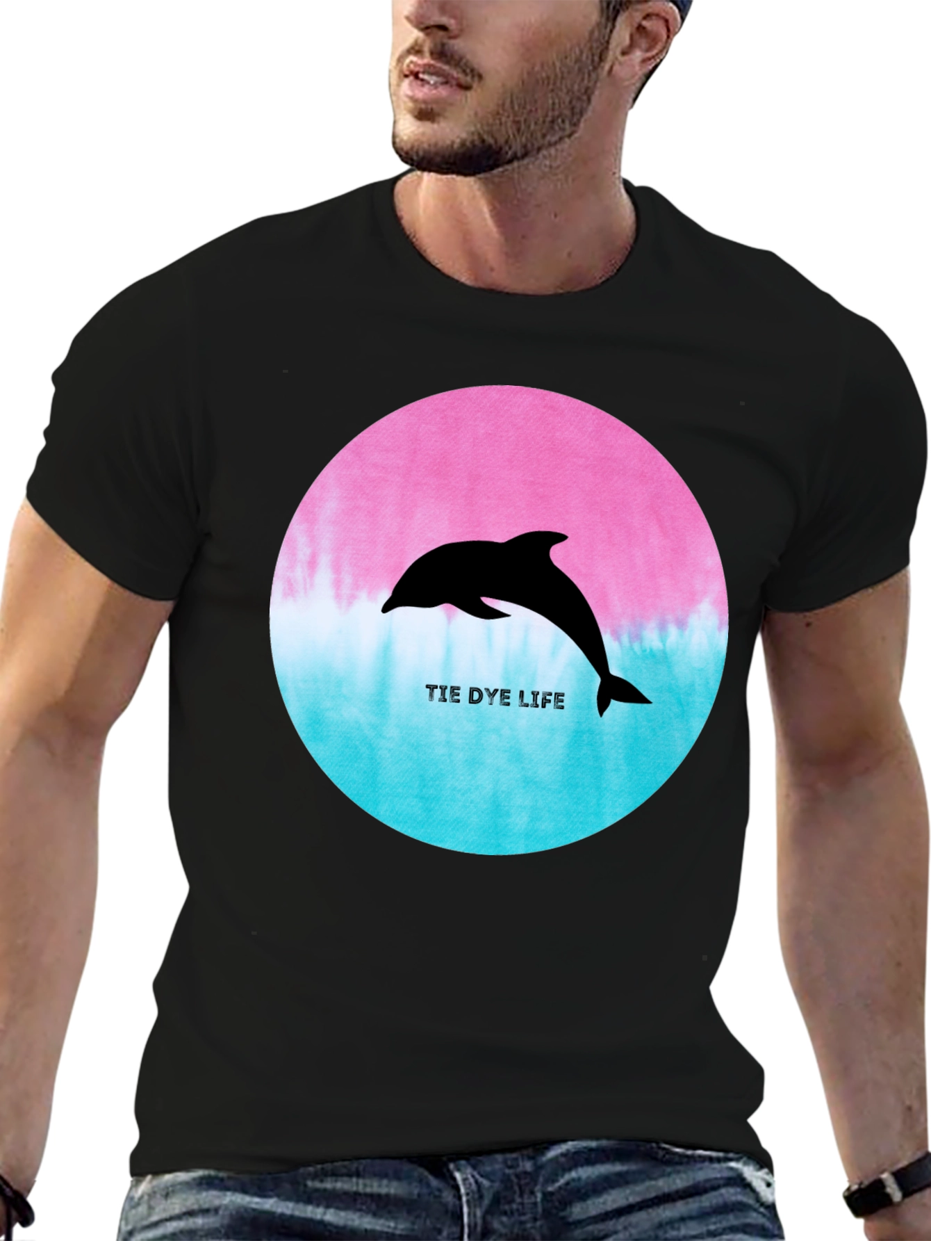 Tie Dye Life Dolphin Graphic Tee - Stylish Comfort