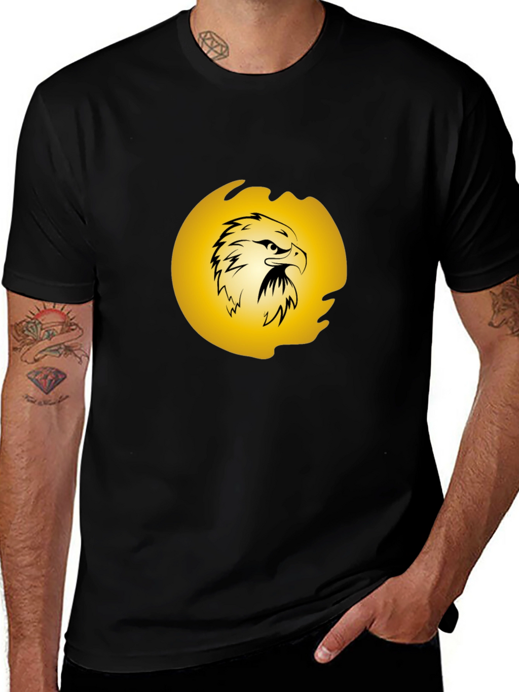 Eagle Graphic Print Tee - Black