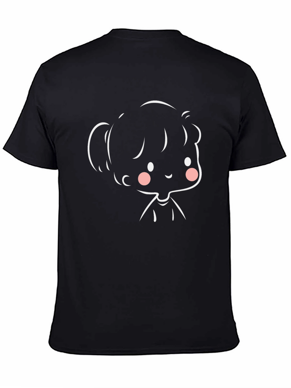 Cute Cartoon Girl Black T-Shirt