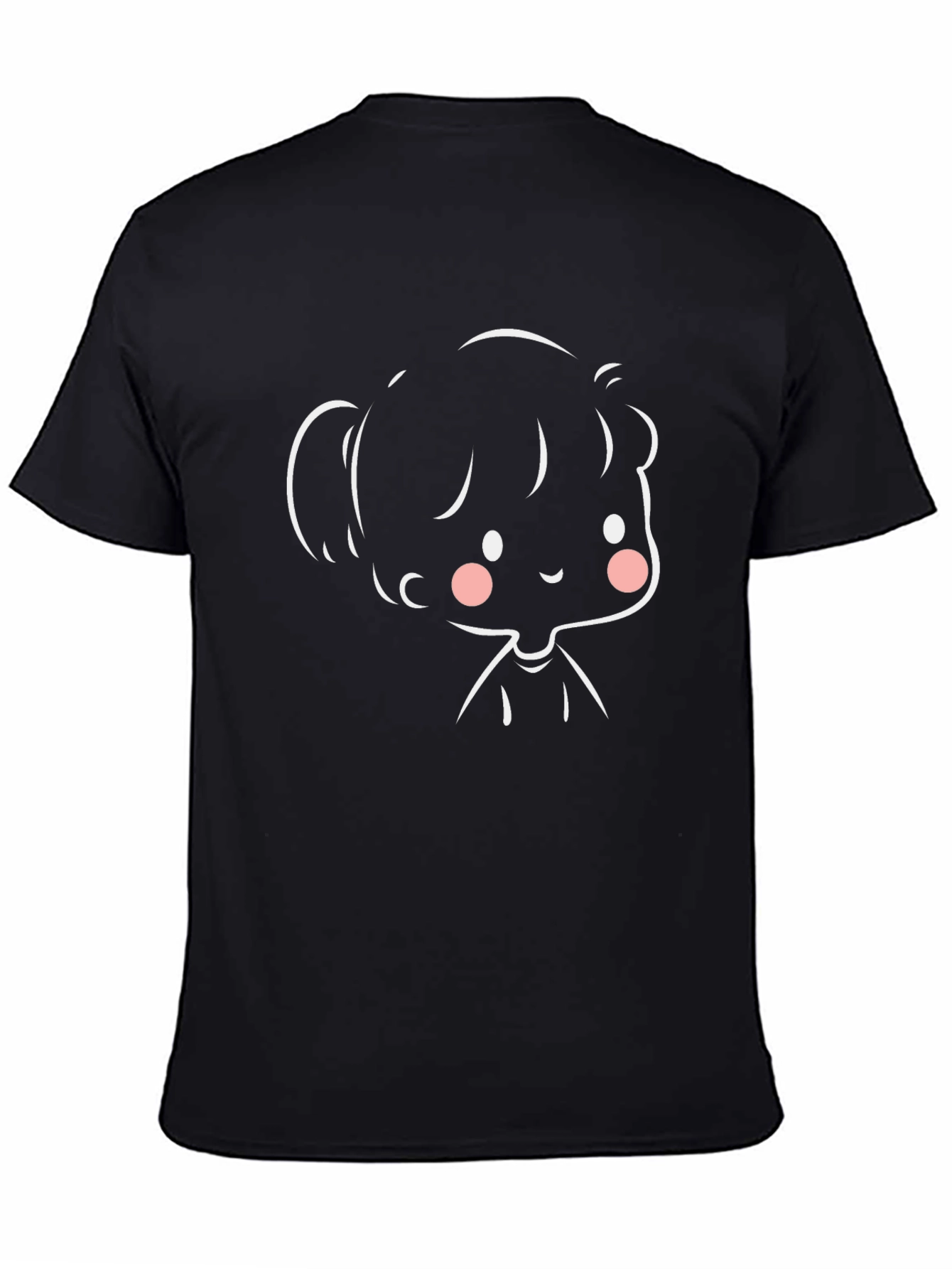 Cute Cartoon Girl Black T-Shirt