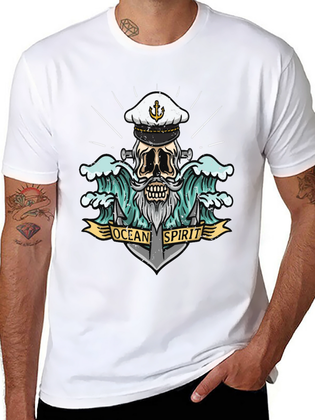 Ocean Spirit Graphic Tee - Pirate Skull Anchor